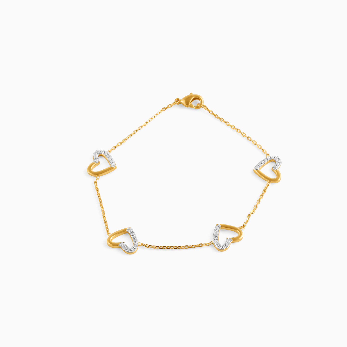 Heart Cubic Zirconia Gold Plated Chain Bracelet Heart Cubic Zirconia Gold Plated Chain Bracelet