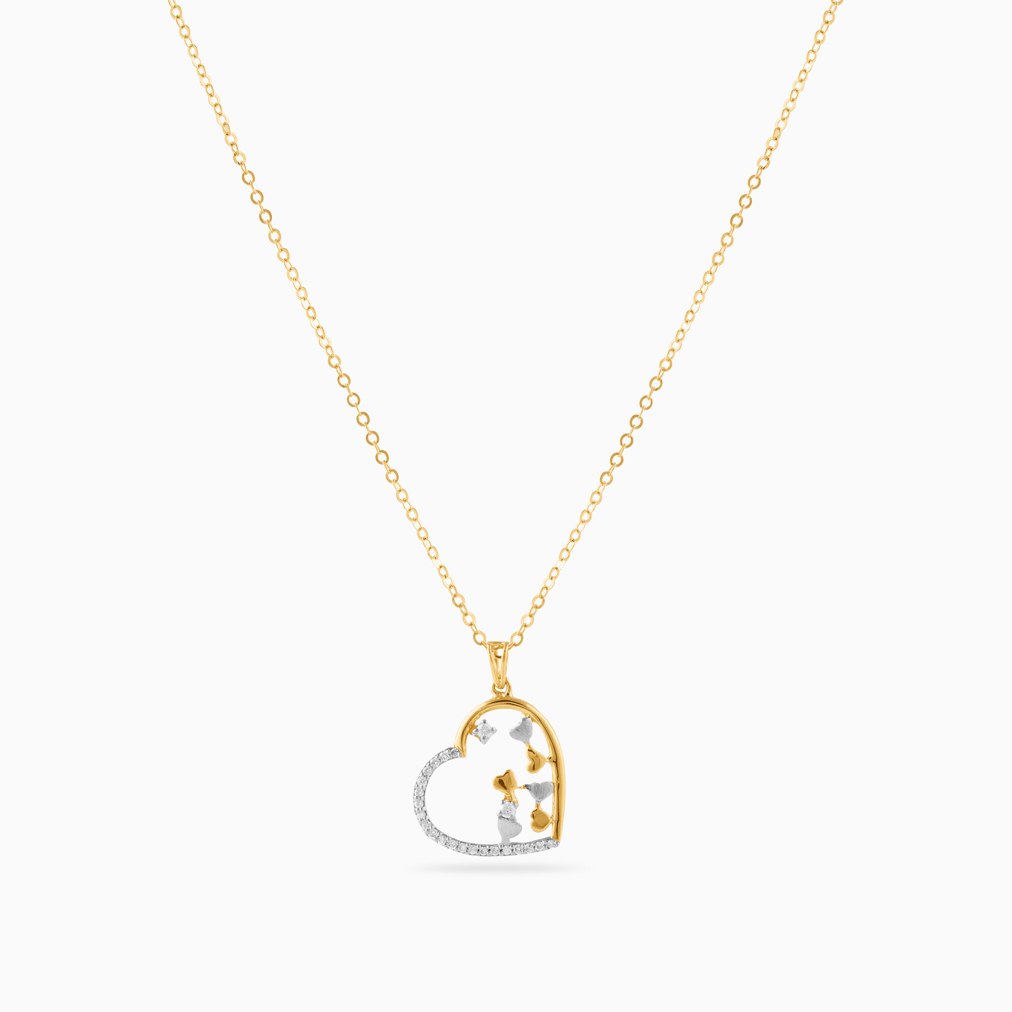 Heart Diamond Necklace in 18K Gold - 3 Heart Diamond Necklace in 18K Gold - 3