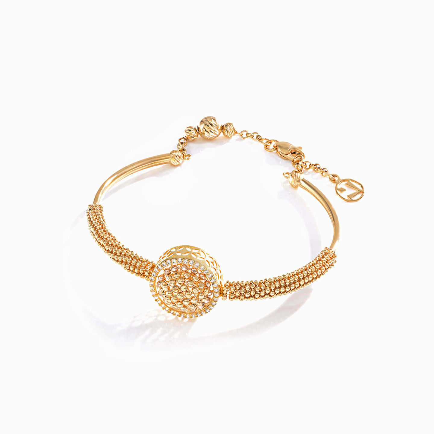 Beaded Cubic Zirconia Bangle Bracelet in 18K Gold Beaded Cubic Zirconia Bangle Bracelet in 18K Gold