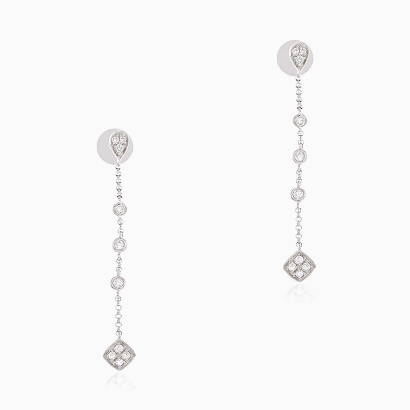 Flower Diamond Drop Earrings in 18K Gold - 2 Flower Diamond Drop Earrings in 18K Gold - 2
