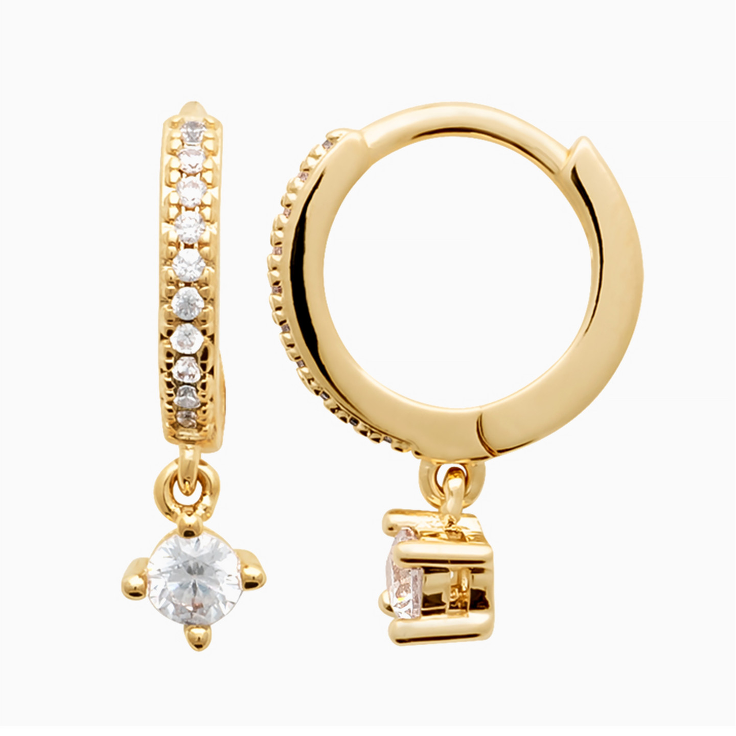 Square Clear Stone Gold Plated Hoop Earrings Square Clear Stone Gold Plated Hoop Earrings