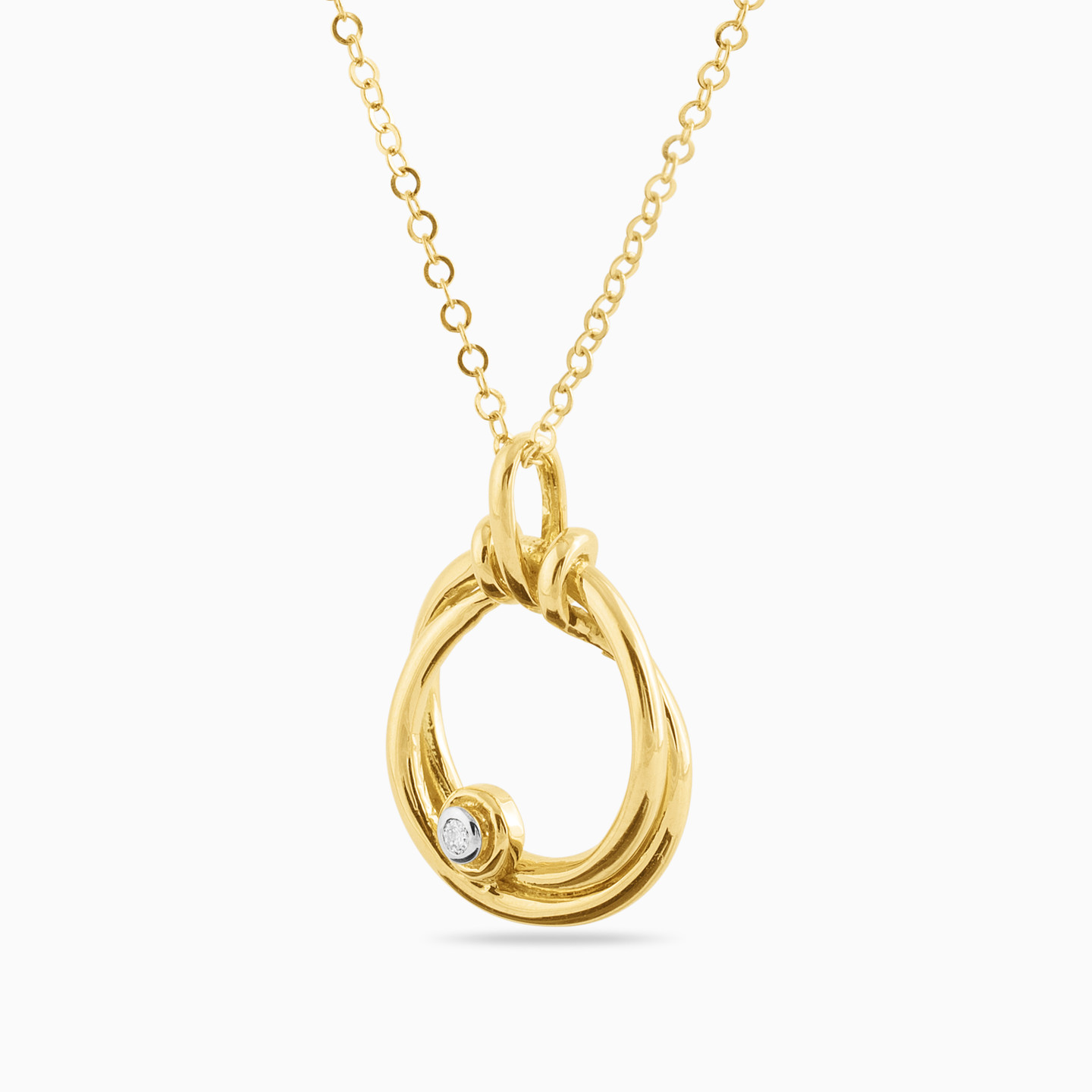 18K Gold Diamond Pendant Necklace - 2