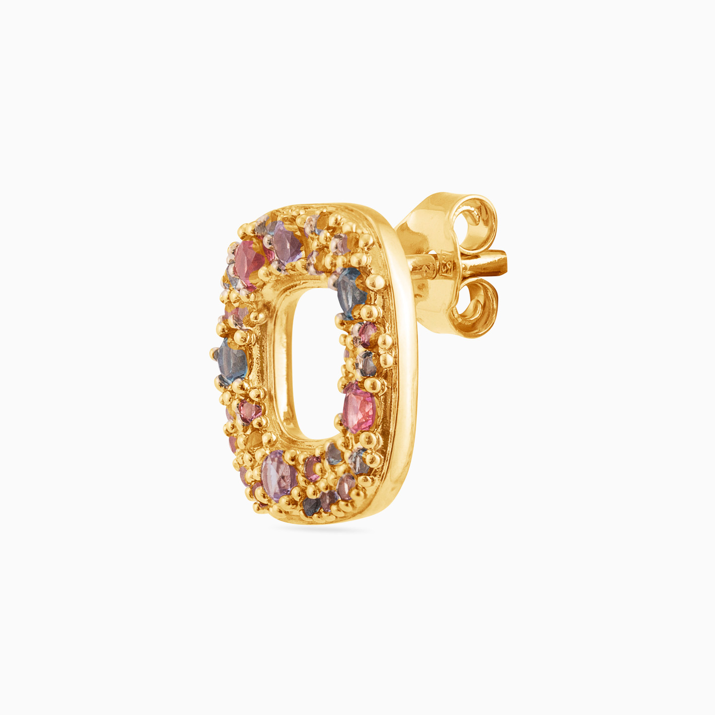 Gold Plated Colored Stones Stud Earrings - 3