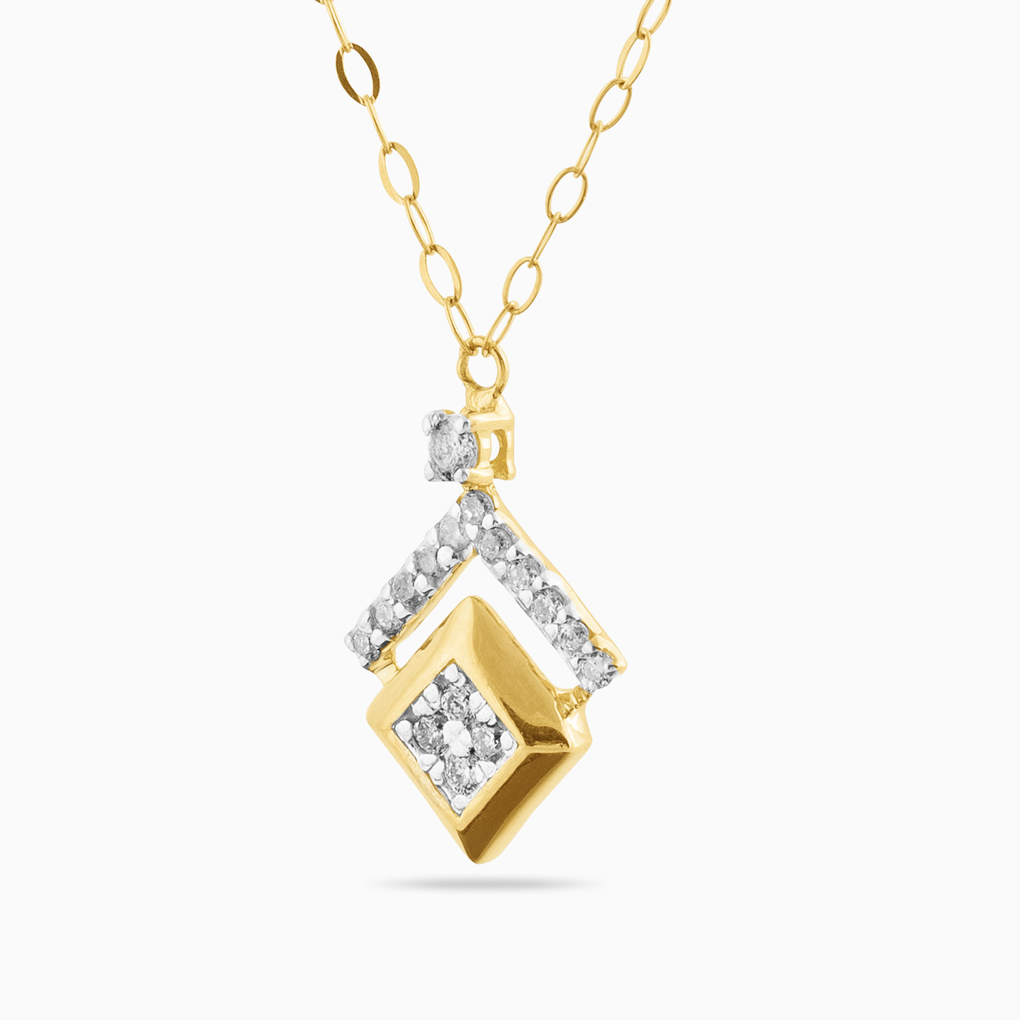 Square Diamond Necklace in 18K Gold - 2 Square Diamond Necklace in 18K Gold - 2