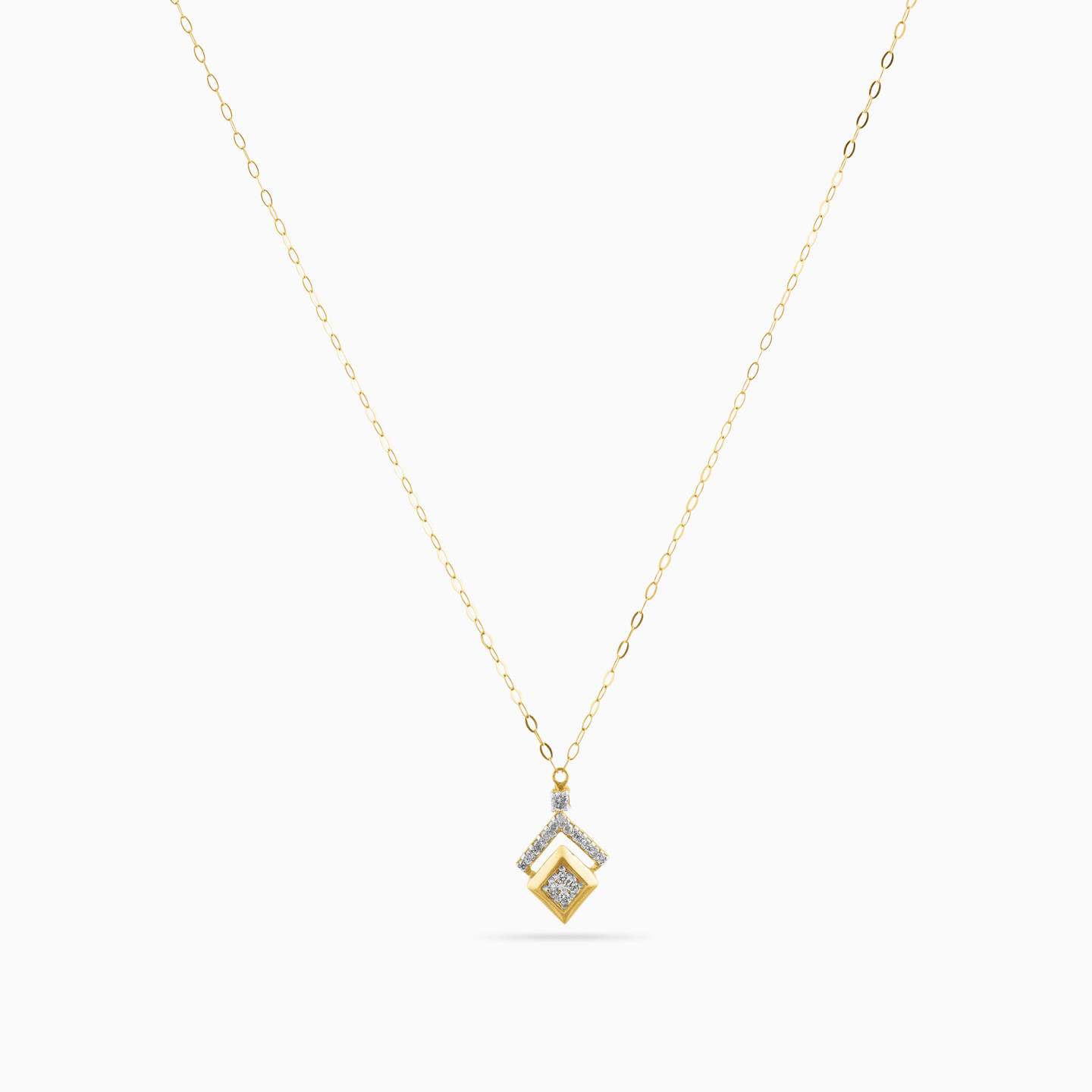 Square Diamond Necklace in 18K Gold - 3 Square Diamond Necklace in 18K Gold - 3