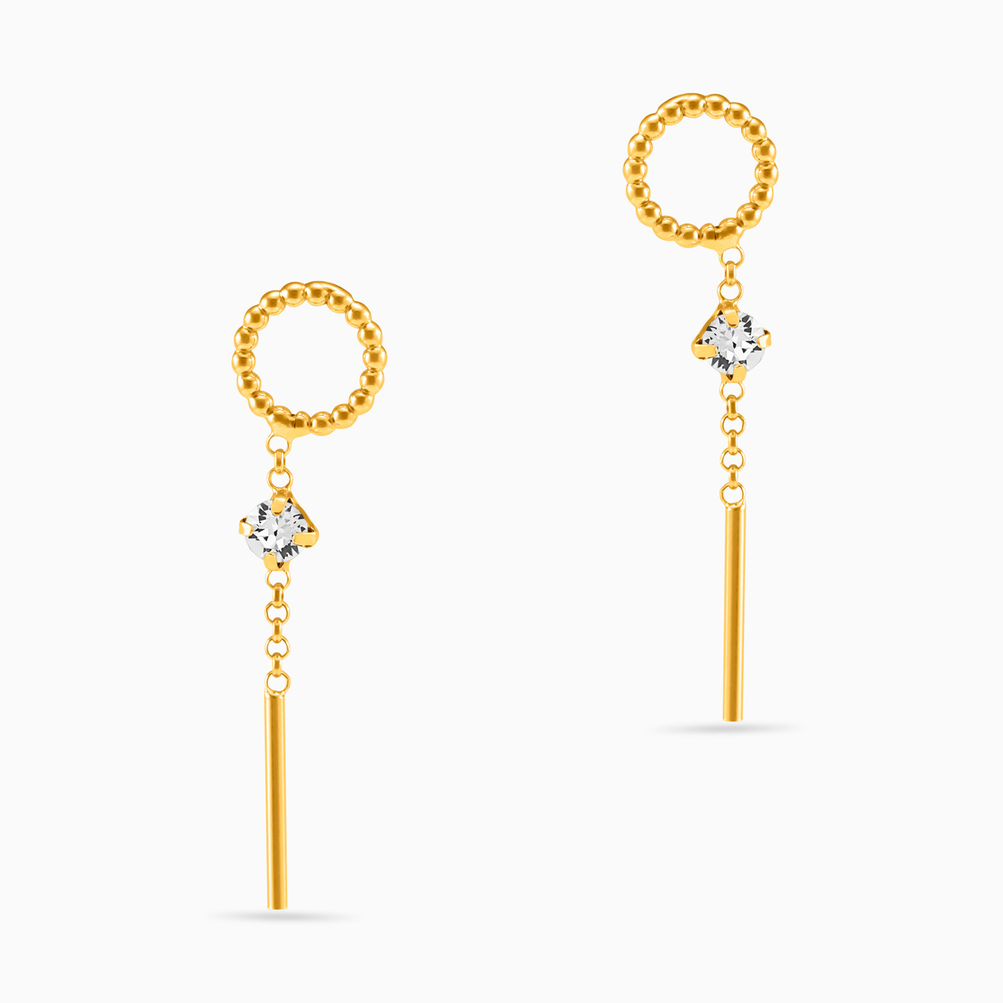 Gold Plated Colored Stones Drop Earrings