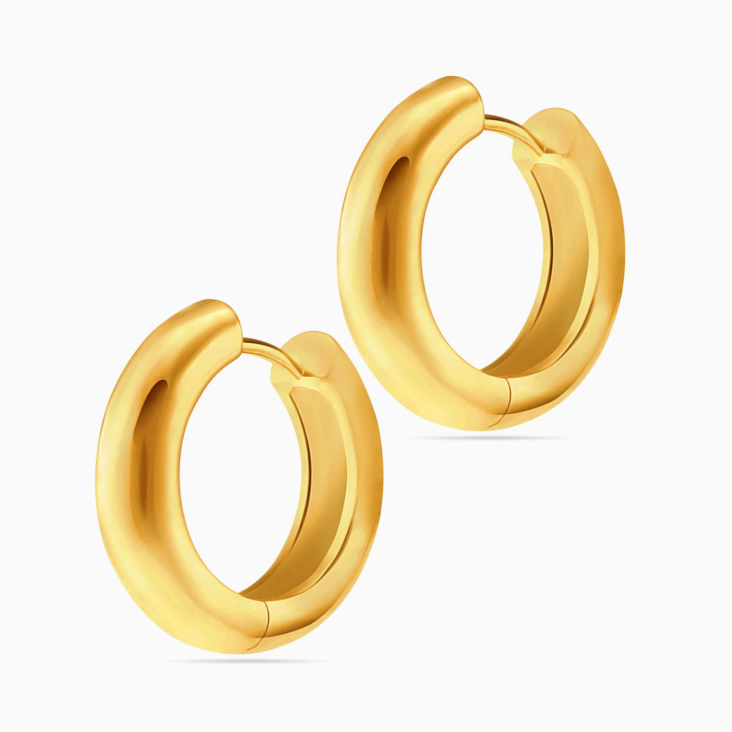 أقراط دائرية مطلية بالذهب عريضة - 2 أقراط دائرية مطلية بالذهب عريضة - 2