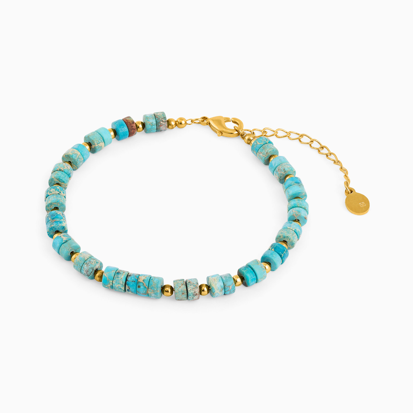 Gold Plated Colored Stones Chain Bracelet - 2