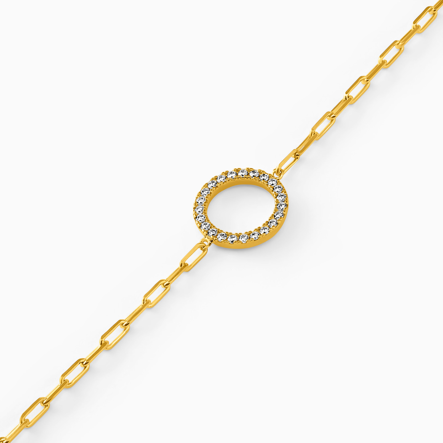 Circle Cubic Zirconia Gold Plated Chain Bracelet - 3 Circle Cubic Zirconia Gold Plated Chain Bracelet - 3