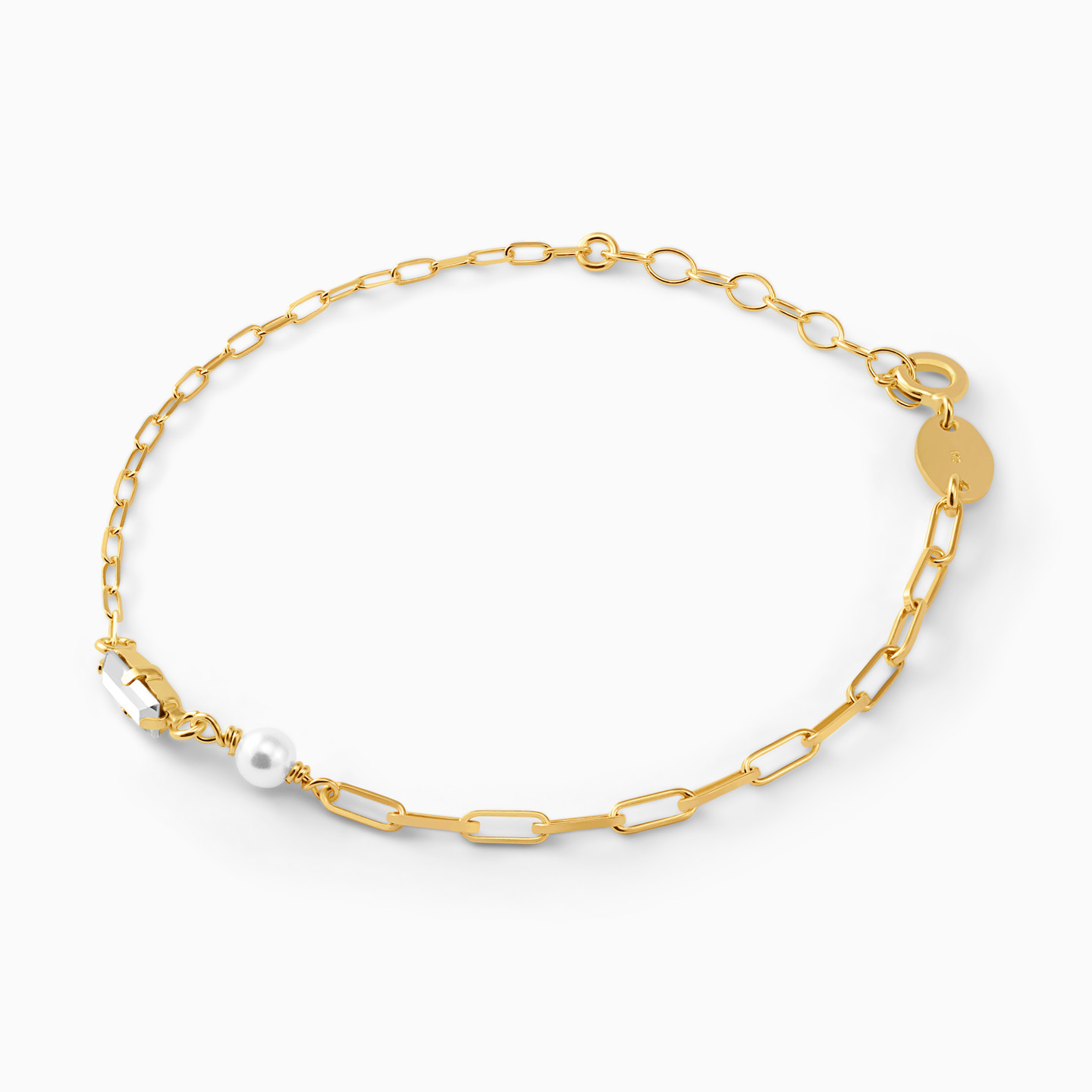 Gold Plated Colored Stones Chain Bracelet - 2