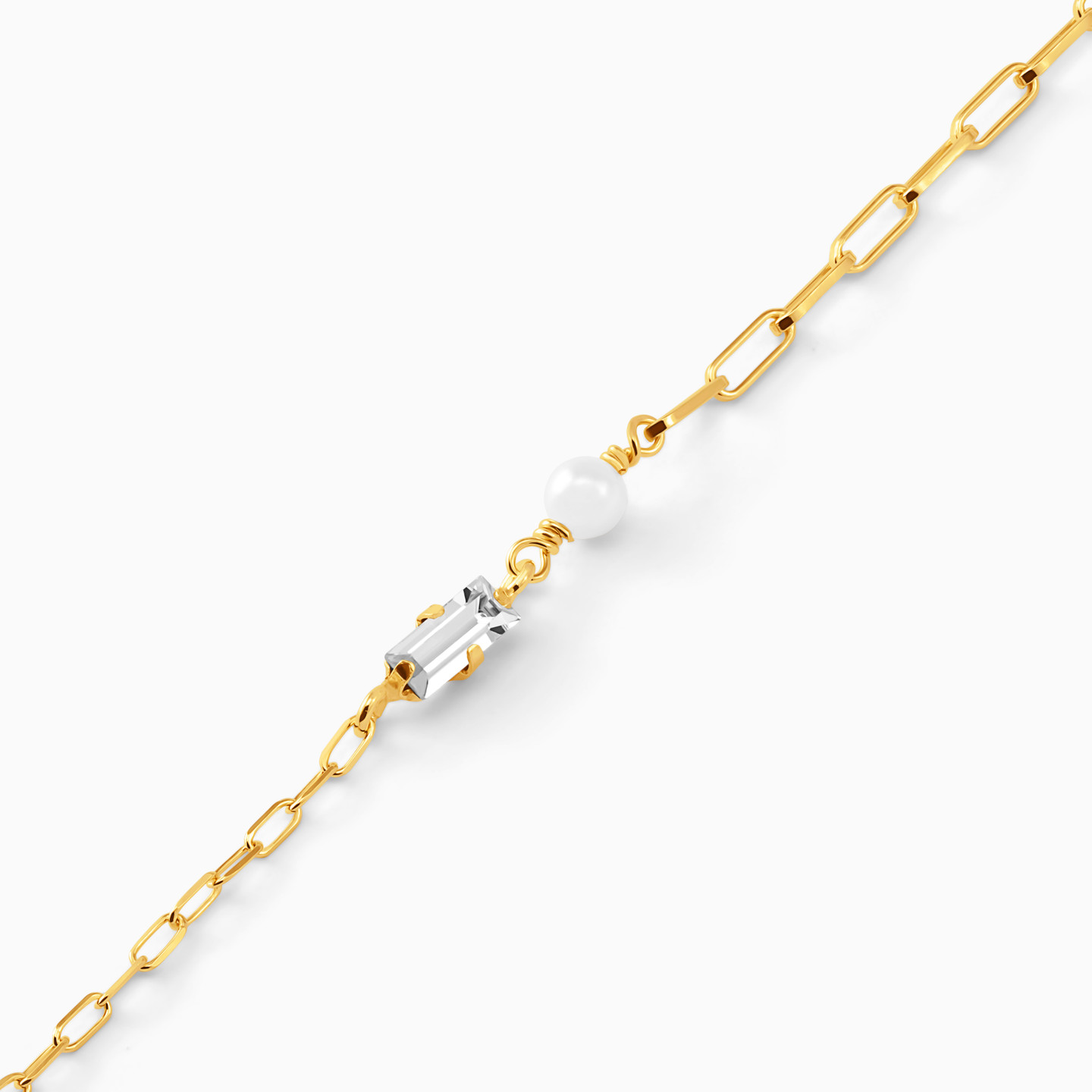 Gold Plated Colored Stones Chain Bracelet - 3