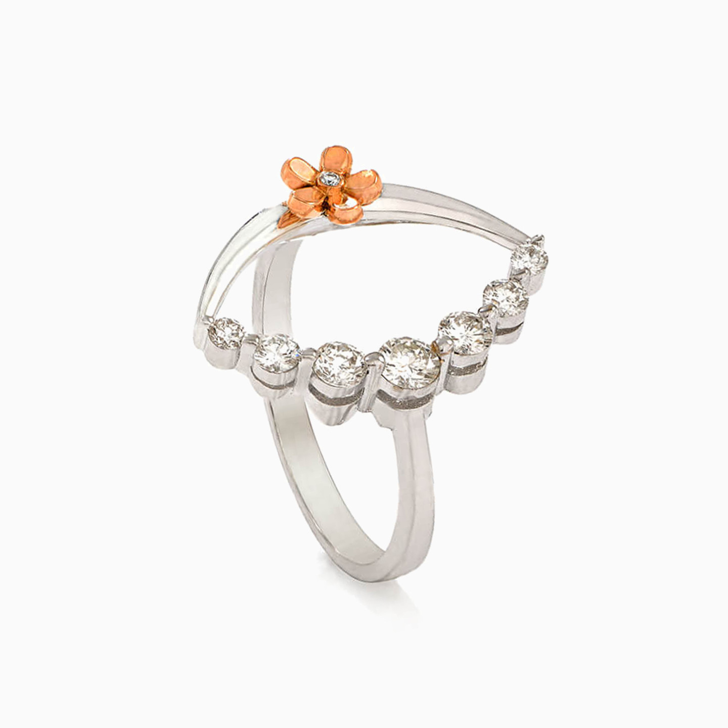 Flower Diamond Ring in 18K Gold - 2 Flower Diamond Ring in 18K Gold - 2