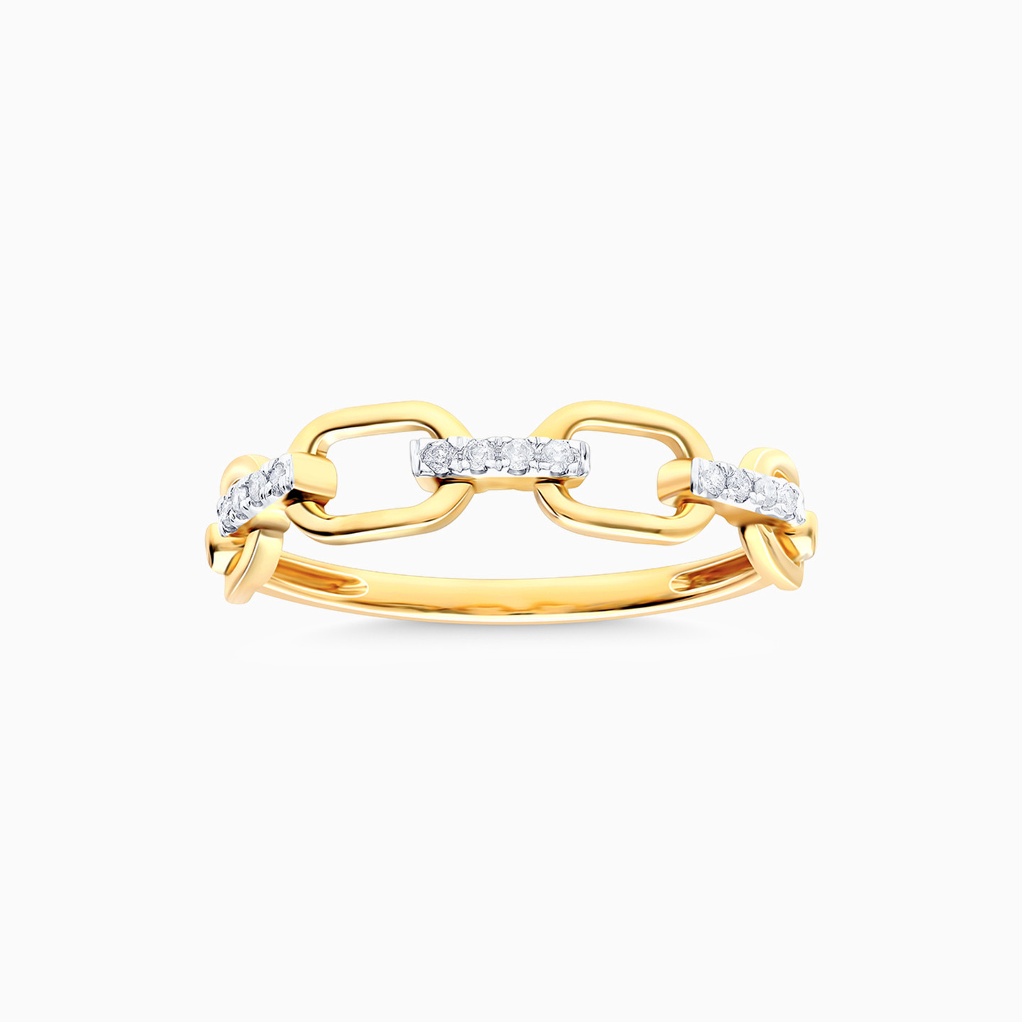 Link Diamond Ring in 18K Gold - 2 Link Diamond Ring in 18K Gold - 2