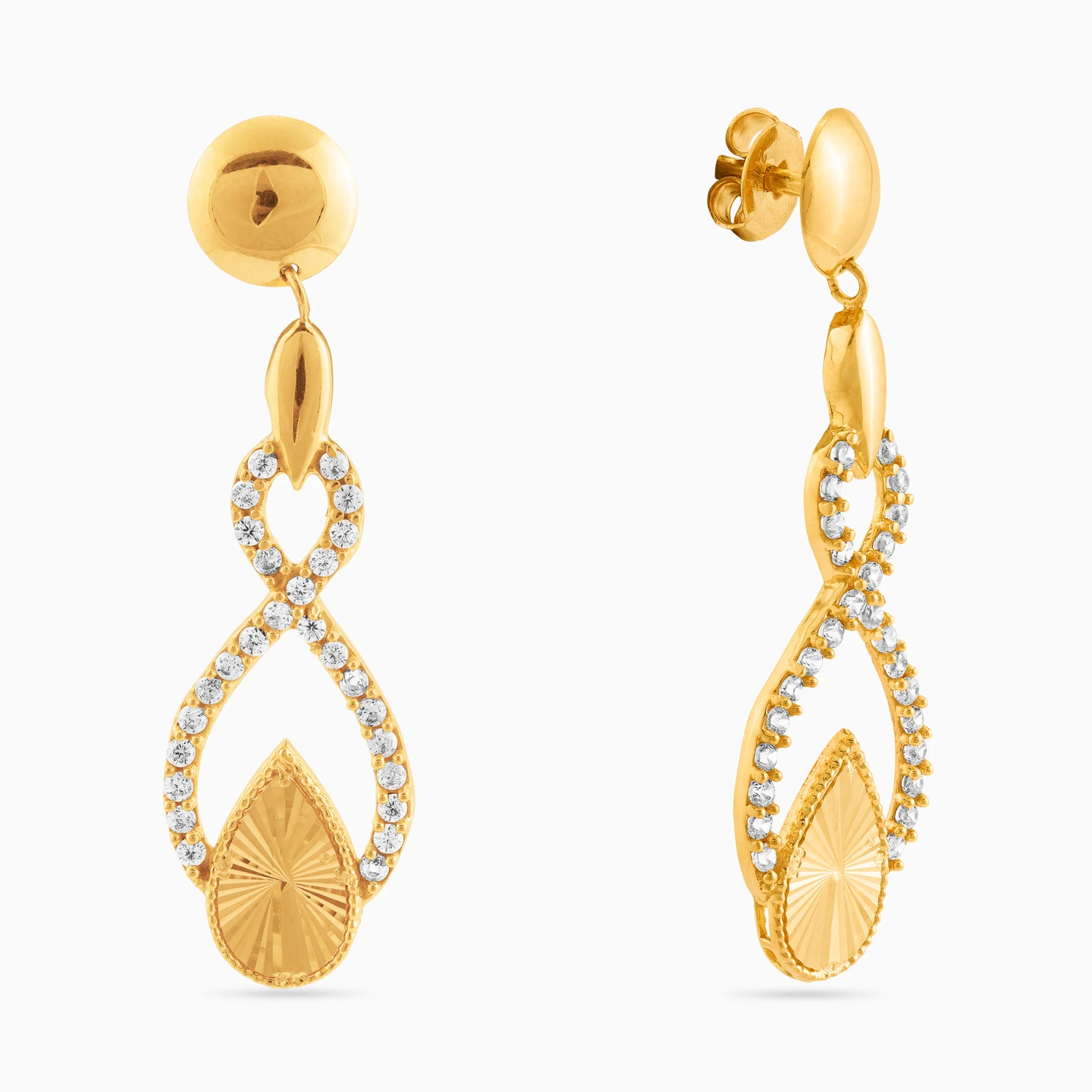 Pear Cubic Zirconia Drop Earrings in 21K Gold Pear Cubic Zirconia Drop Earrings in 21K Gold