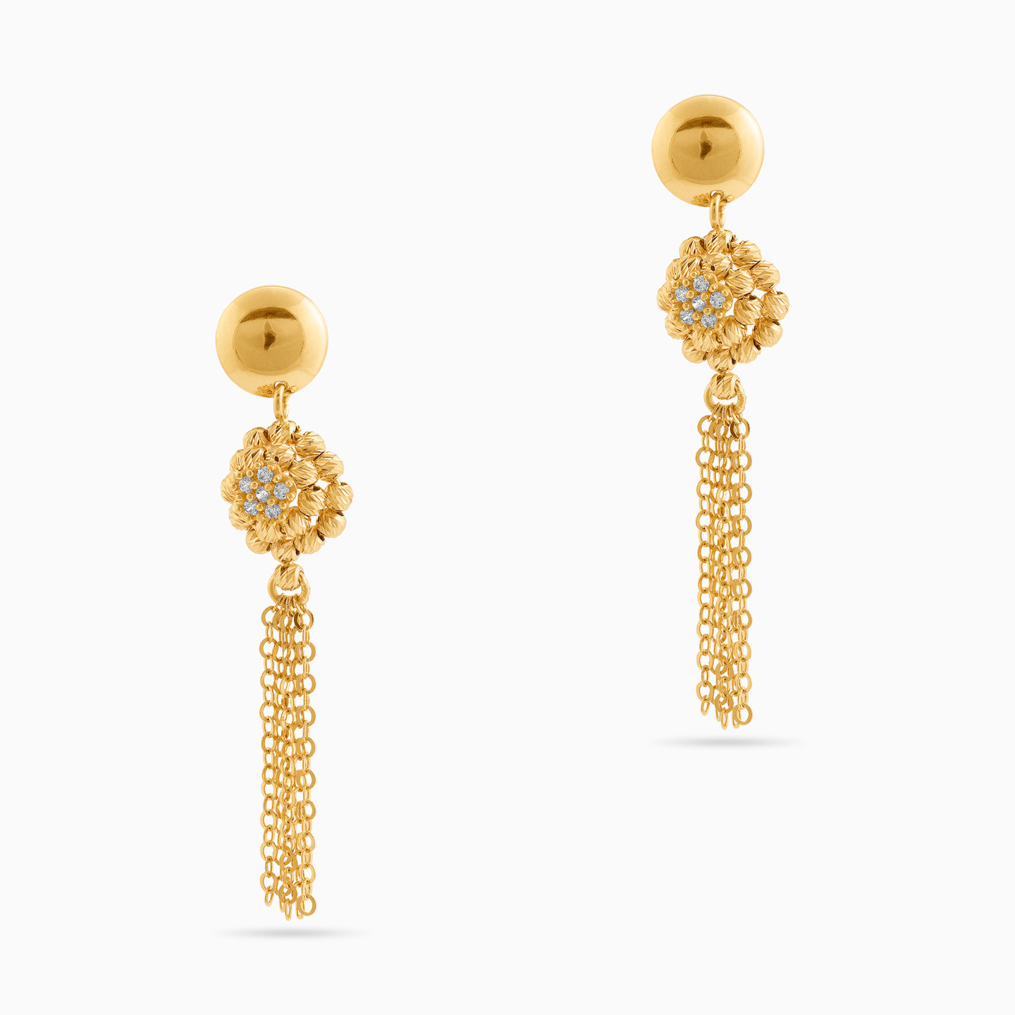 21K Gold Cubic Zirconia Drop Earrings