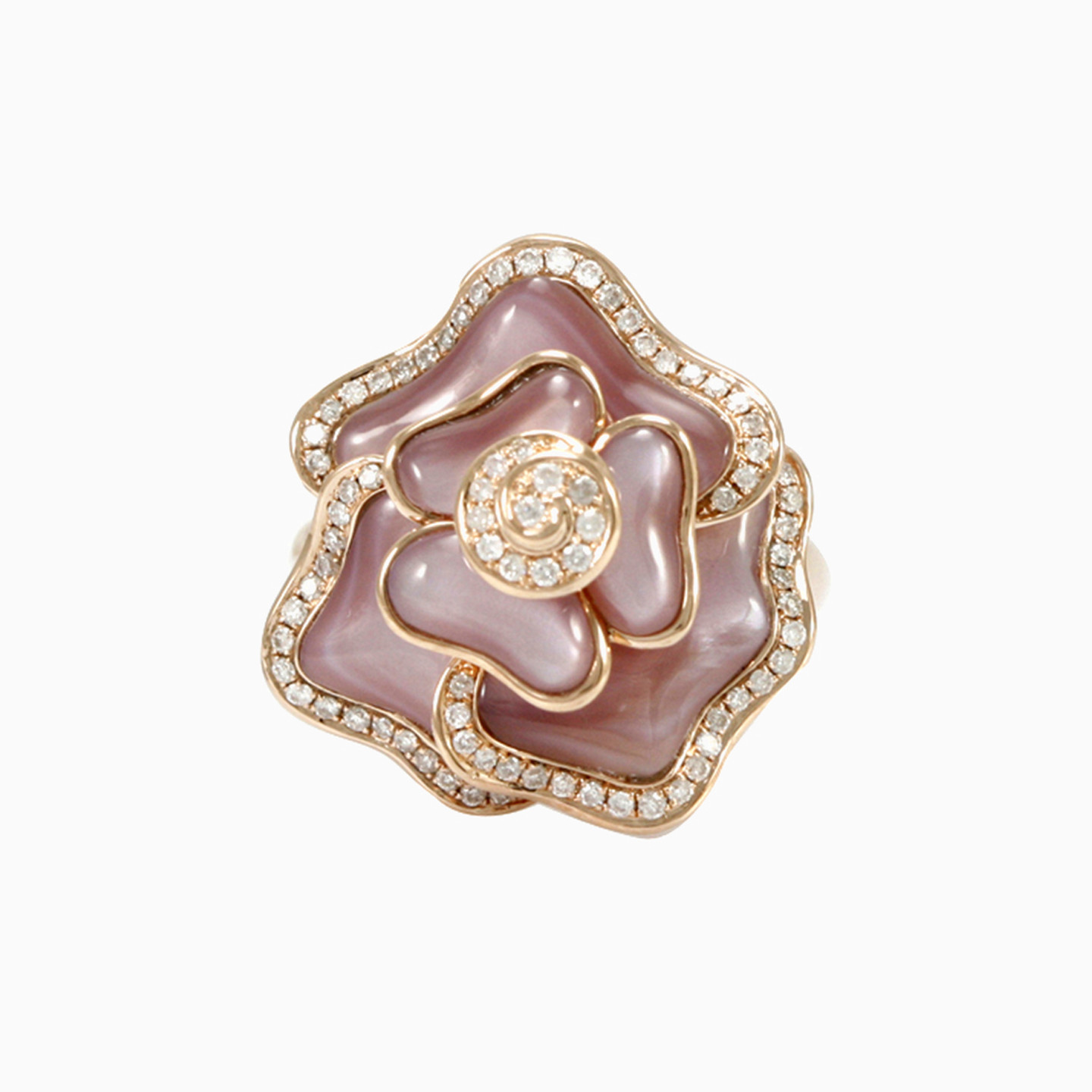 Flower Diamond & Pearl Ring in 18K Gold - 2 Flower Diamond & Pearl Ring in 18K Gold - 2