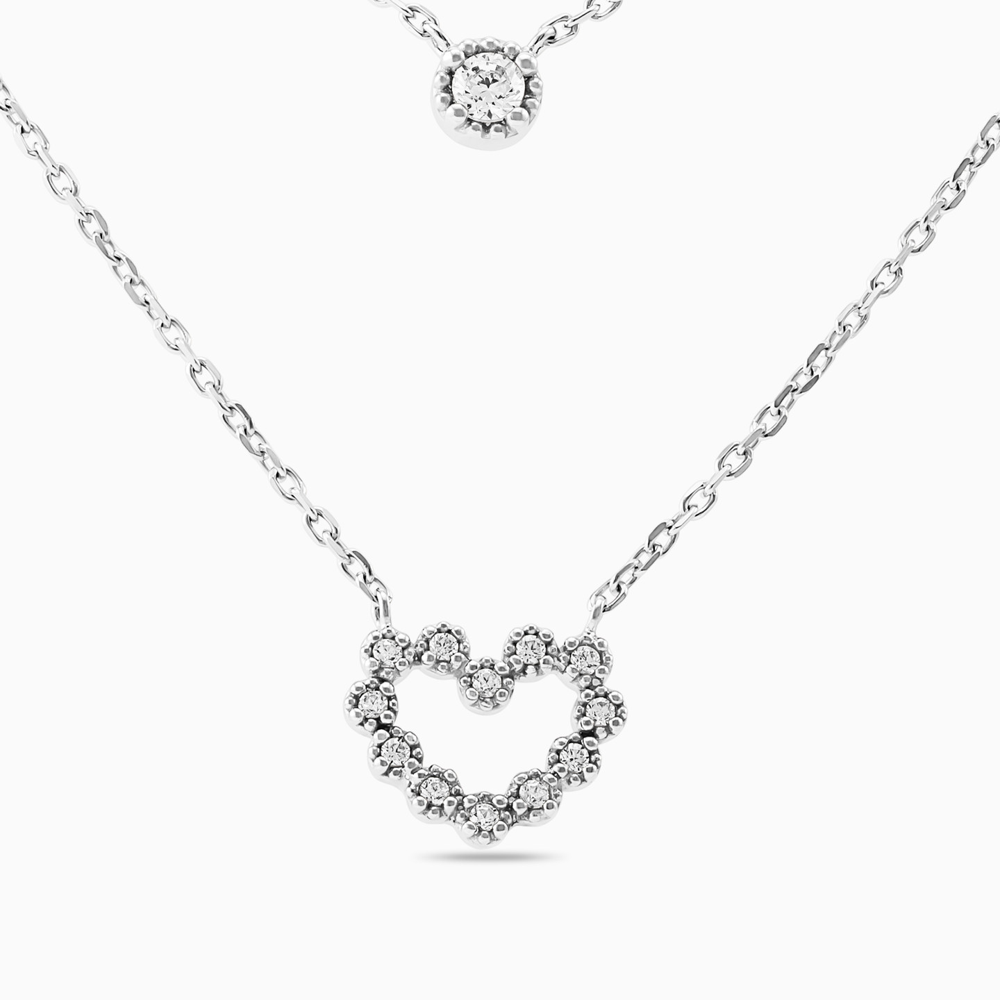 Heart Cubic Zirconia Sterling Silver Layered Necklace Heart Cubic Zirconia Sterling Silver Layered Necklace