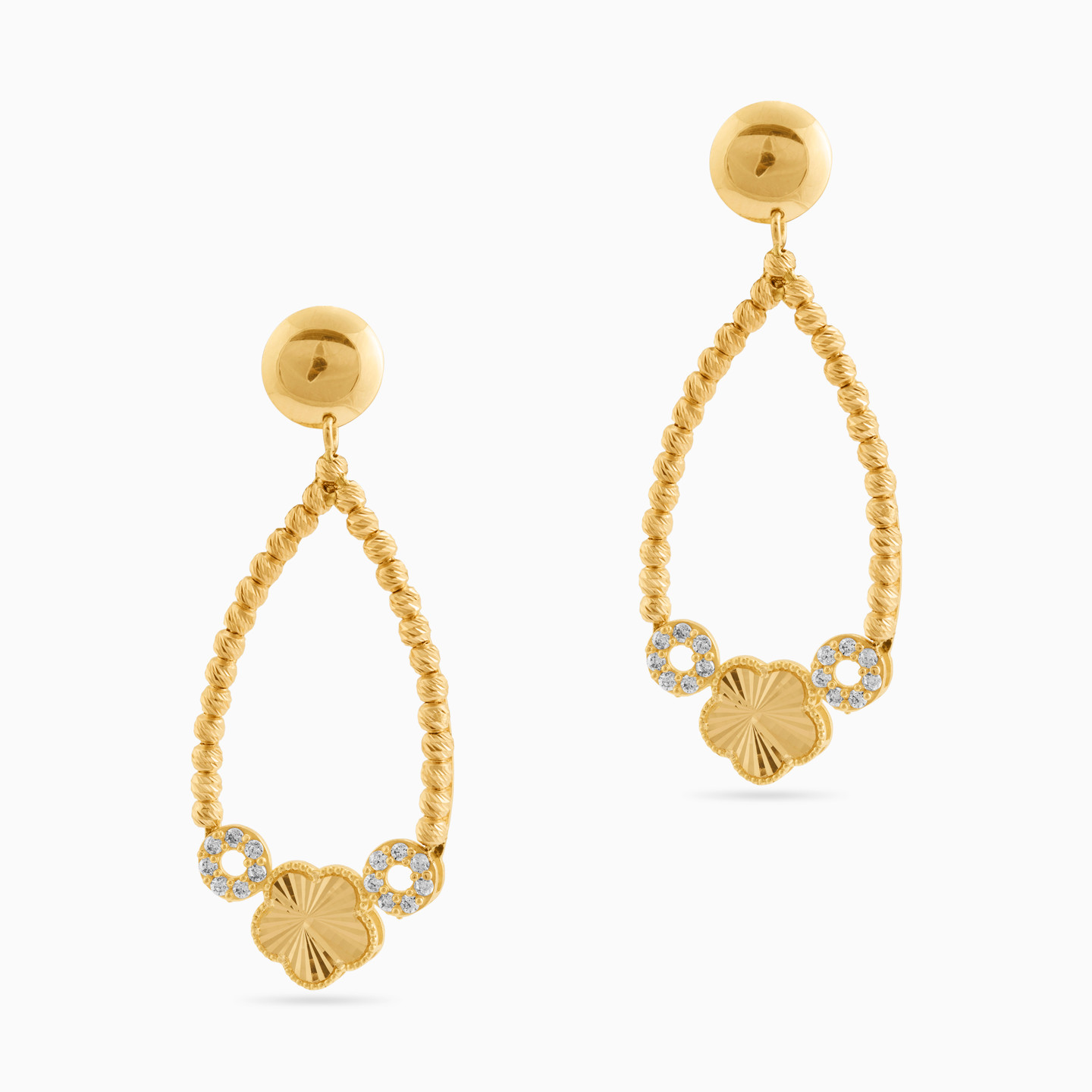 21K Gold Cubic Zirconia Drop Earrings