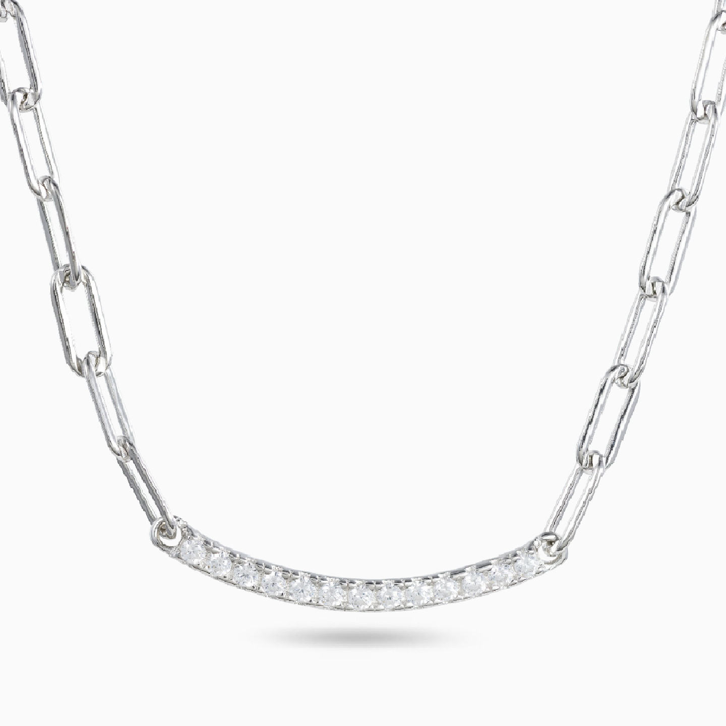 Link Cubic Zirconia Sterling Silver Chain Necklace Link Cubic Zirconia Sterling Silver Chain Necklace