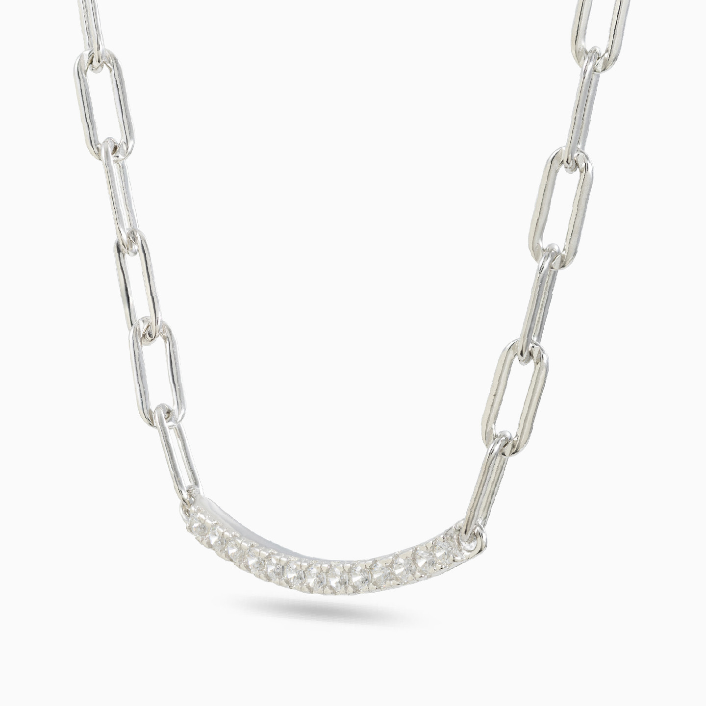 Link Cubic Zirconia Sterling Silver Chain Necklace - 2 Link Cubic Zirconia Sterling Silver Chain Necklace - 2