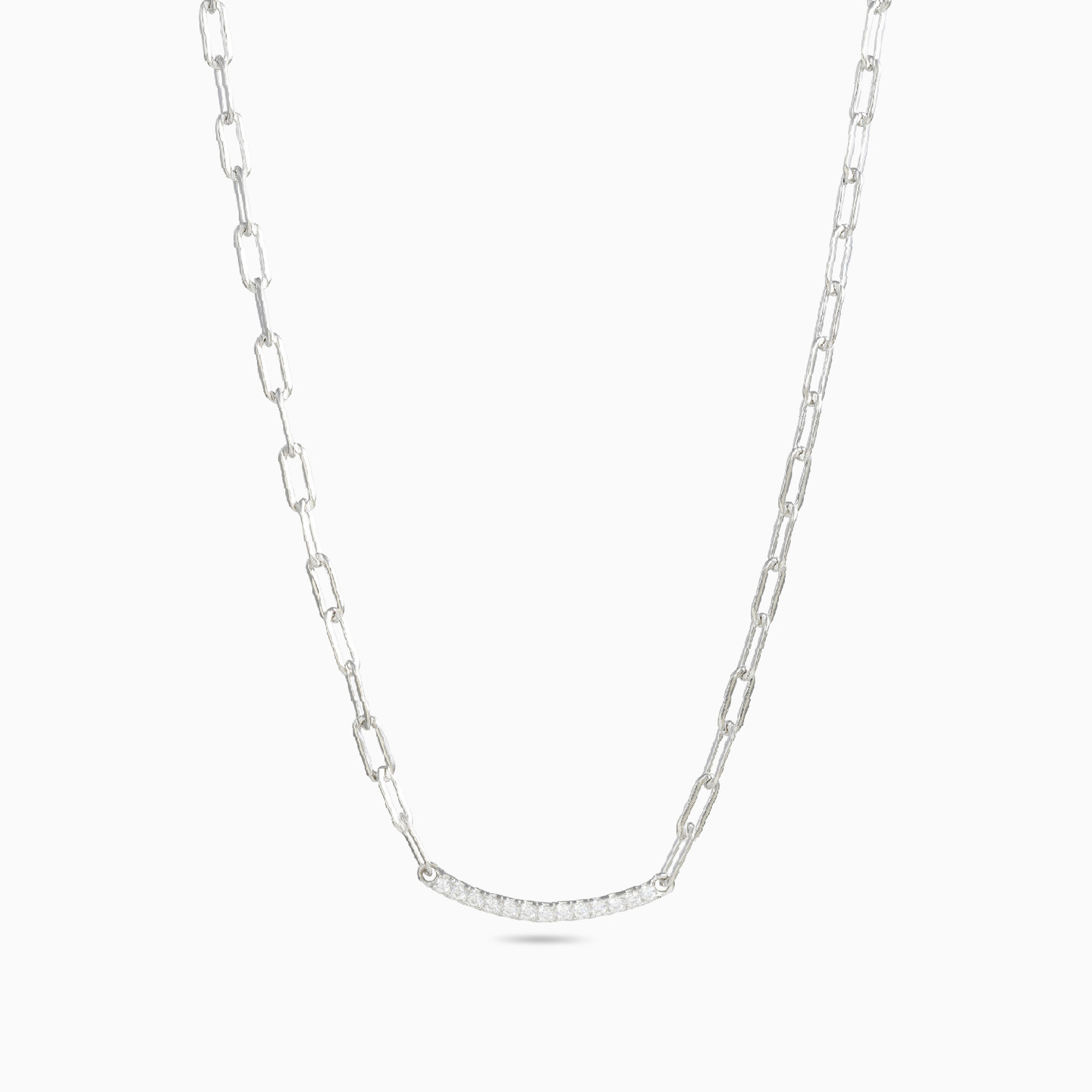 Link Cubic Zirconia Sterling Silver Chain Necklace - 3 Link Cubic Zirconia Sterling Silver Chain Necklace - 3
