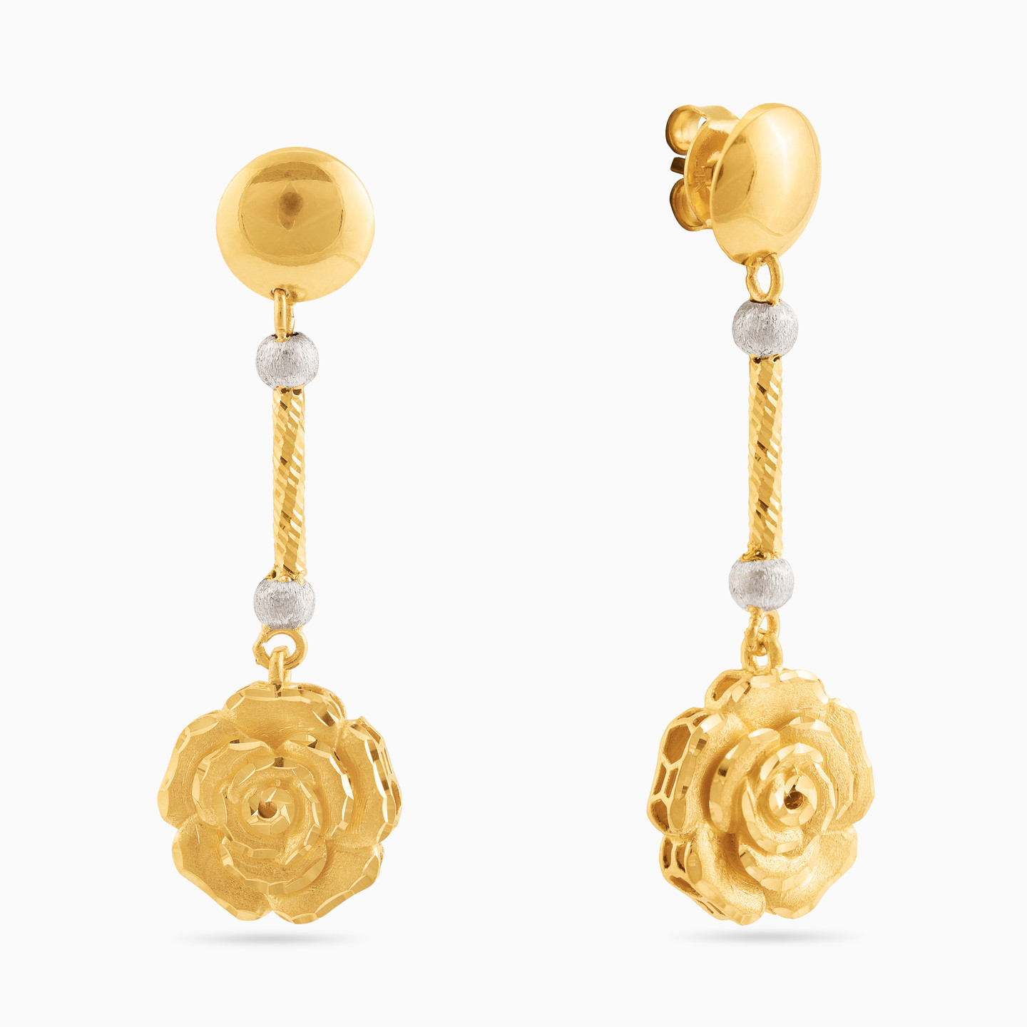 21K Gold Drop Earrings - 2