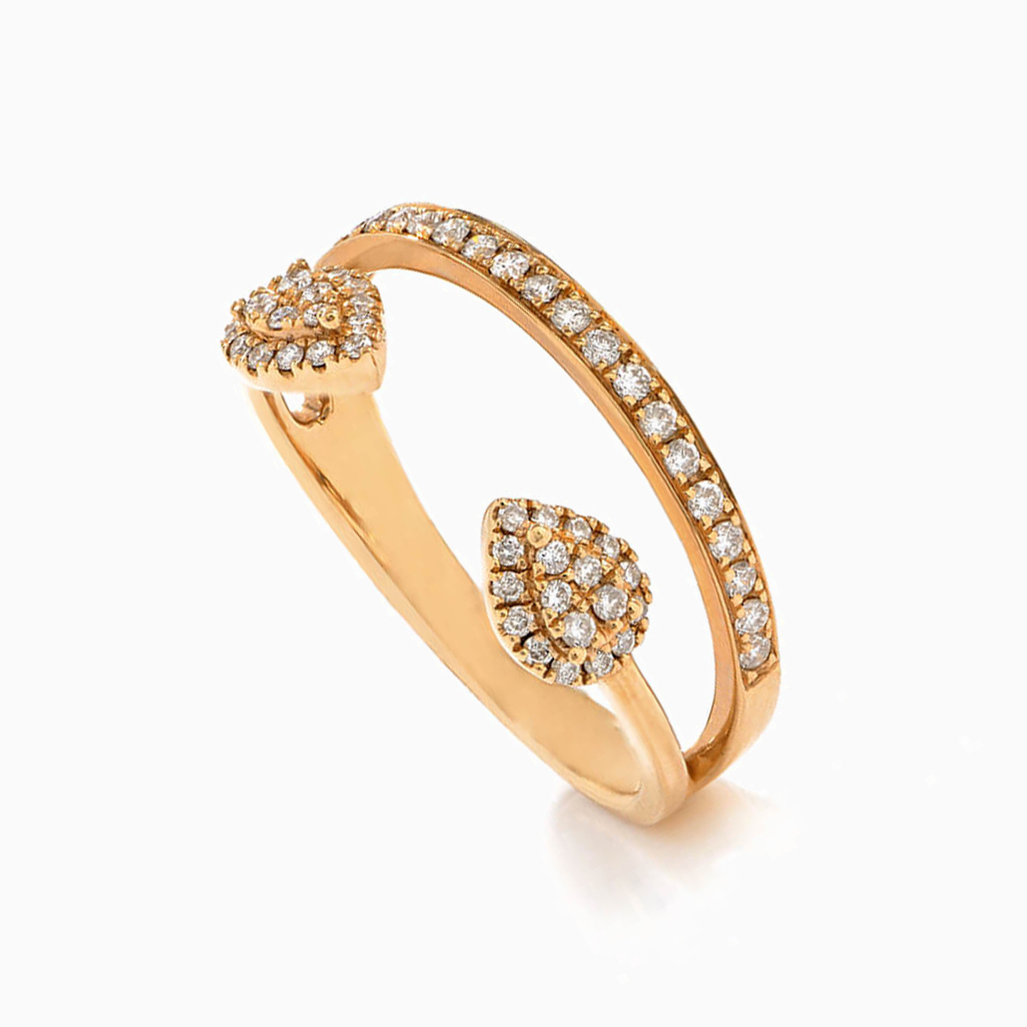 Pear Diamond Two headed Ring in 18K Gold - 2 Pear Diamond Two headed Ring in 18K Gold - 2