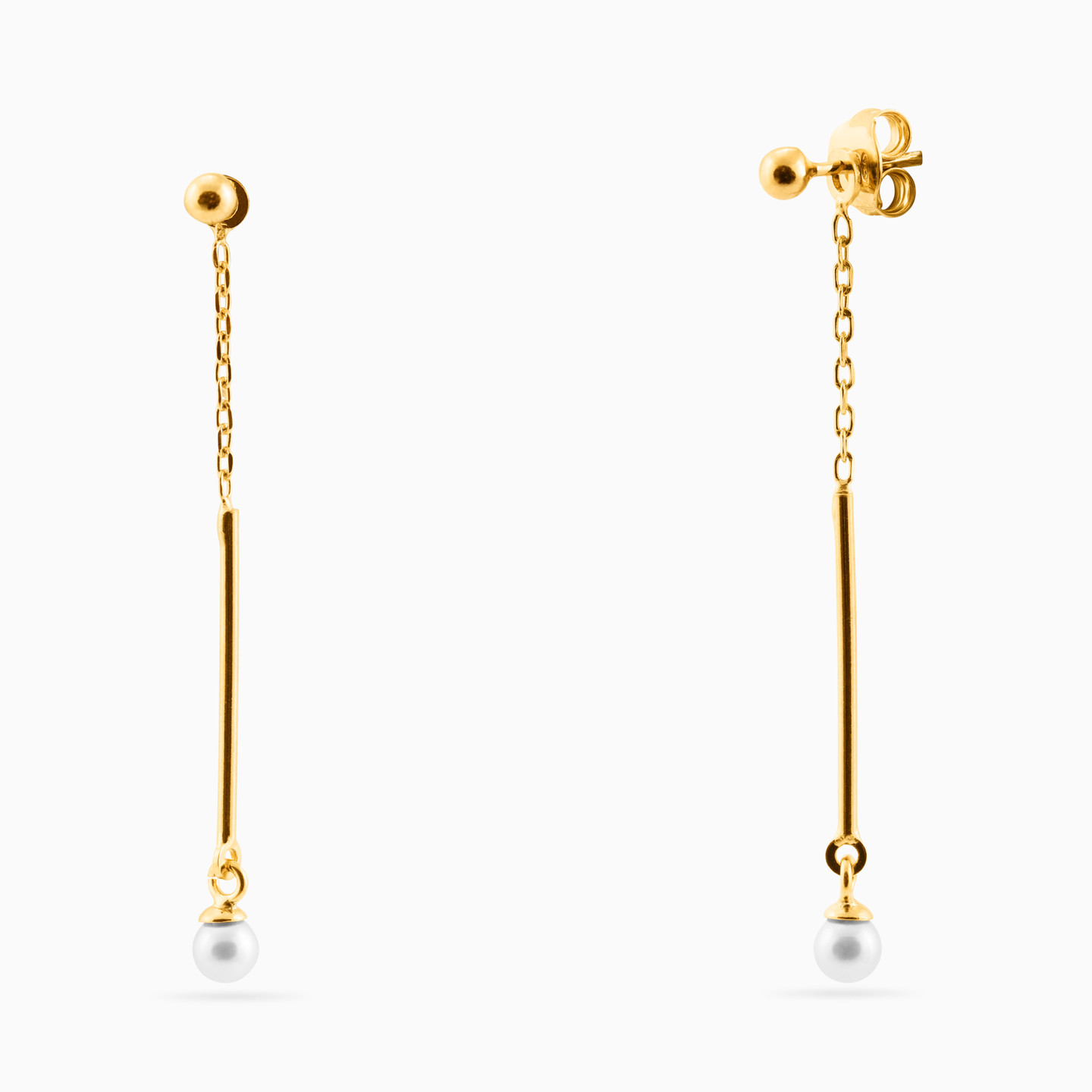 Gold Plated Colored Stones Drop Earrings - 2