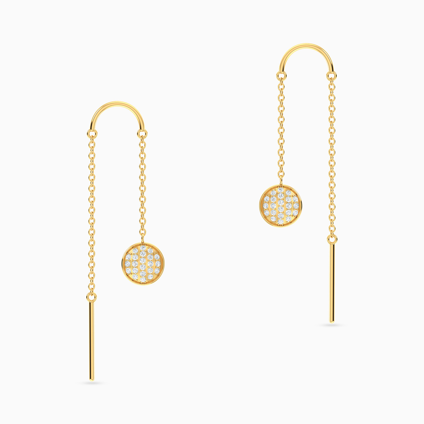 Circle Diamond Drop Earrings in 18K Gold - 2 Circle Diamond Drop Earrings in 18K Gold - 2