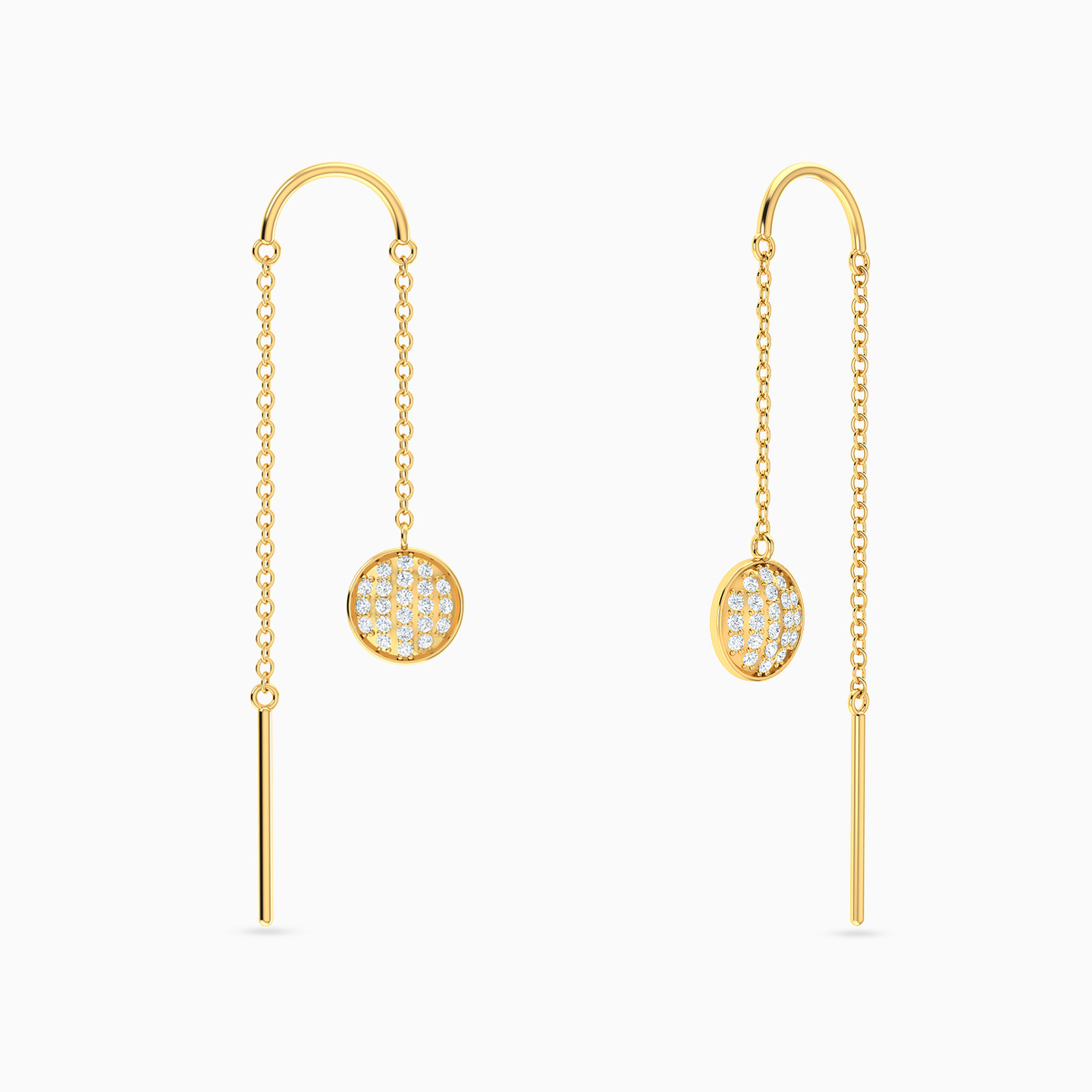 Circle Diamond Drop Earrings in 18K Gold - 3 Circle Diamond Drop Earrings in 18K Gold - 3