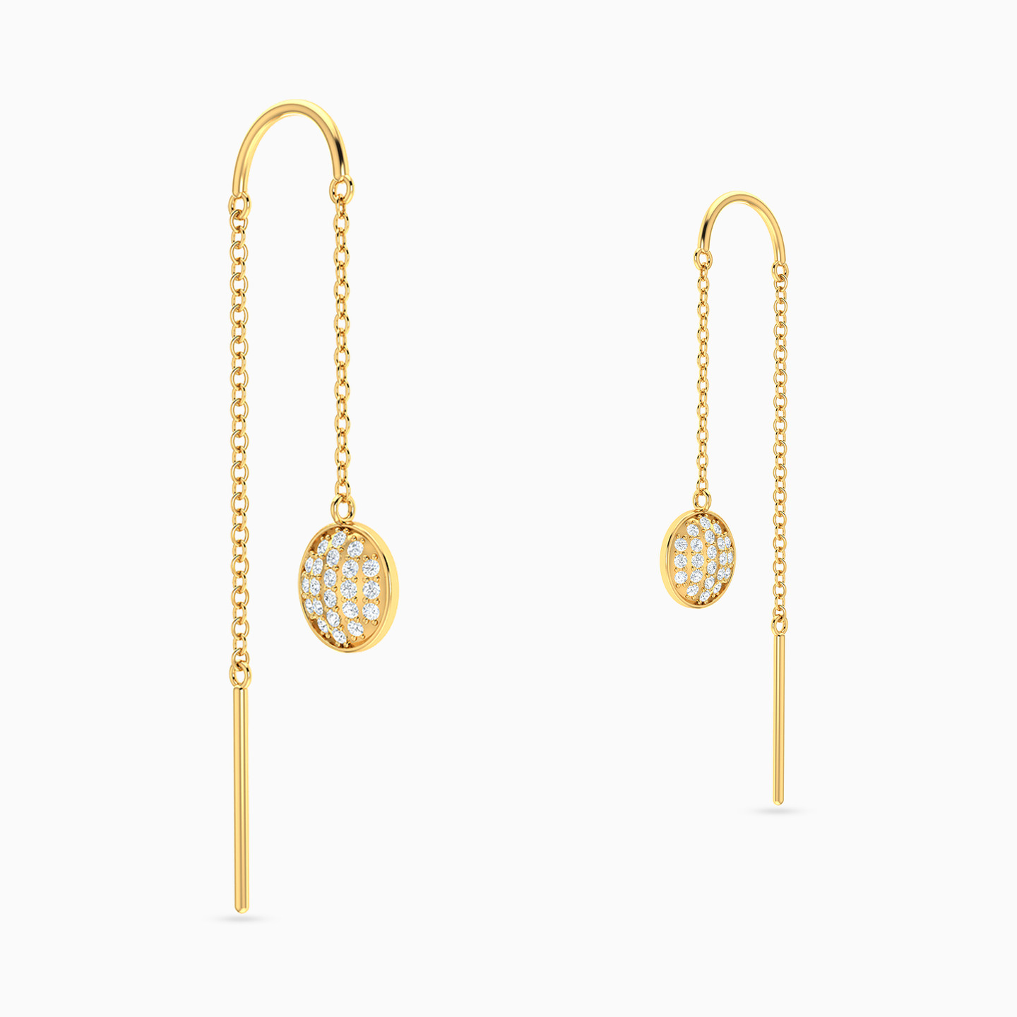 Circle Diamond Drop Earrings in 18K Gold - 4 Circle Diamond Drop Earrings in 18K Gold - 4