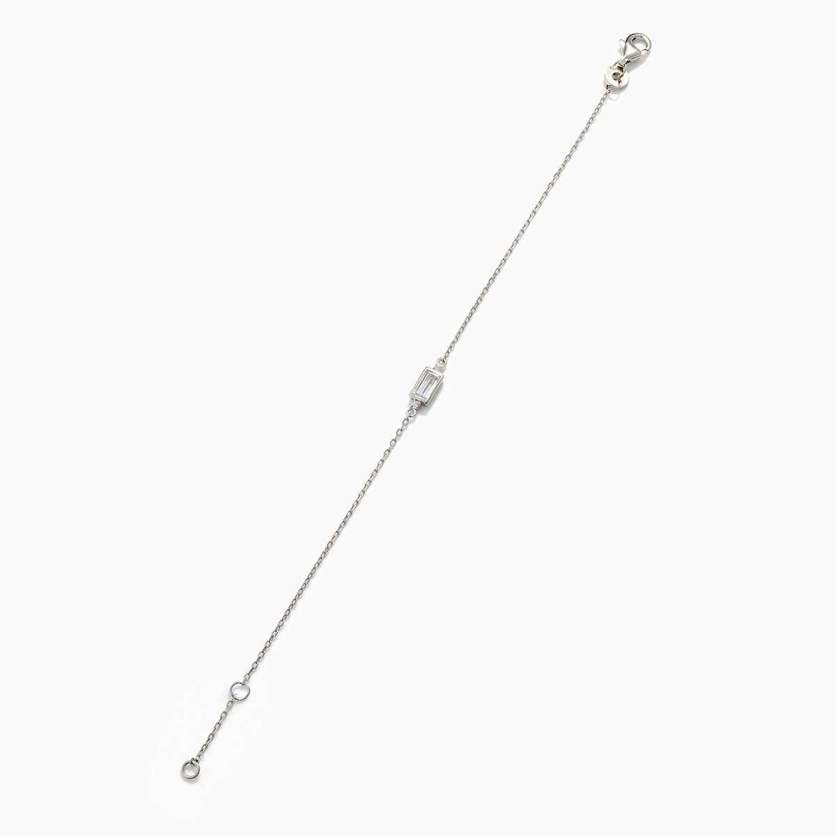 Baguette Cubic Zirconia Sterling Silver Chain Bracelet - 3 Baguette Cubic Zirconia Sterling Silver Chain Bracelet - 3