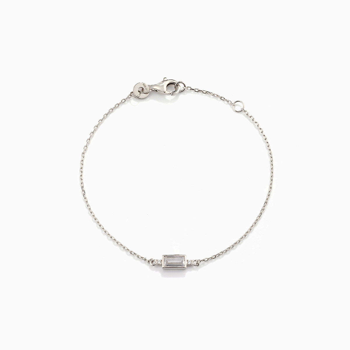Baguette Cubic Zirconia Sterling Silver Chain Bracelet Baguette Cubic Zirconia Sterling Silver Chain Bracelet