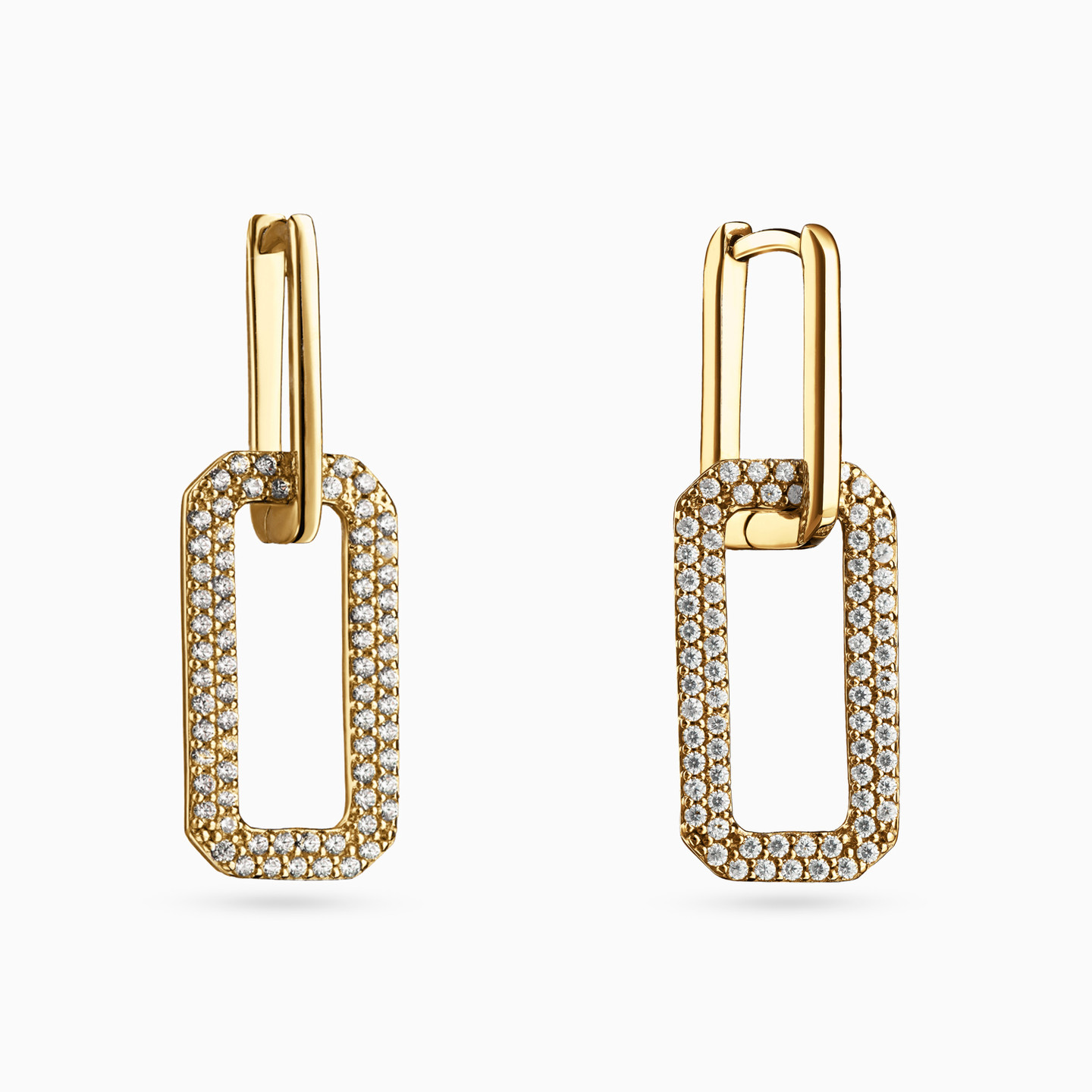 Gold Plated Cubic Zirconia Drop Earrings - 2