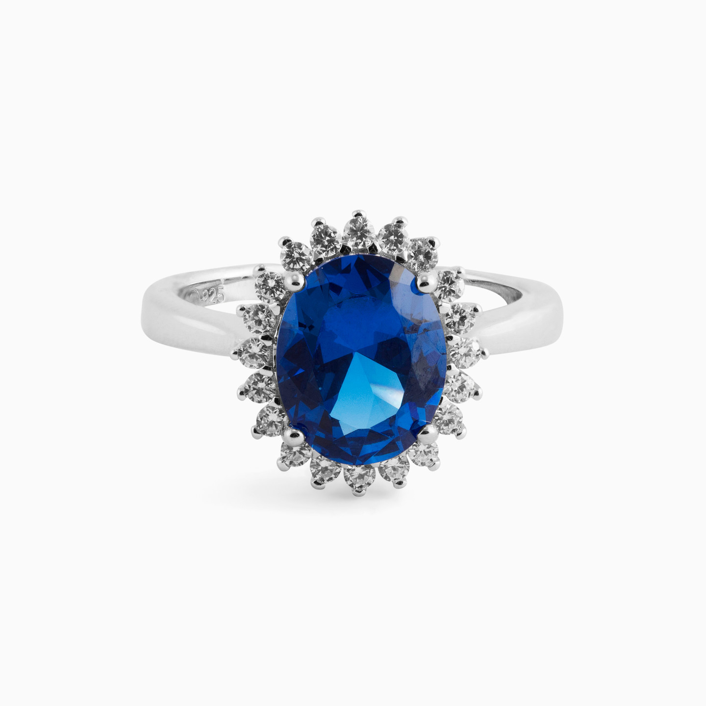 Oval Blue Stone Sterling Silver Ring (Size 14) Oval Blue Stone Sterling Silver Ring (Size 14)
