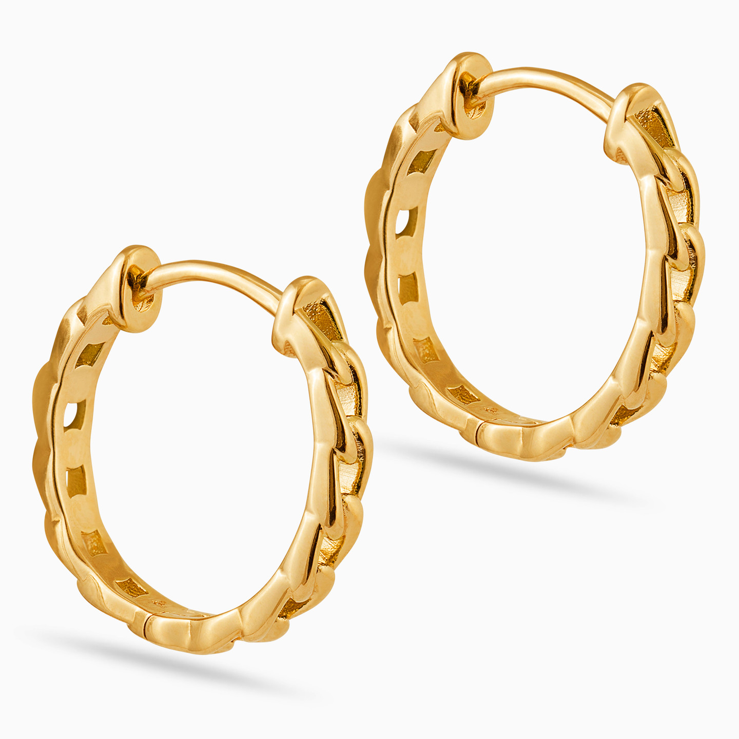 Link Gold Plated Hoop Earrings - 2 Link Gold Plated Hoop Earrings - 2