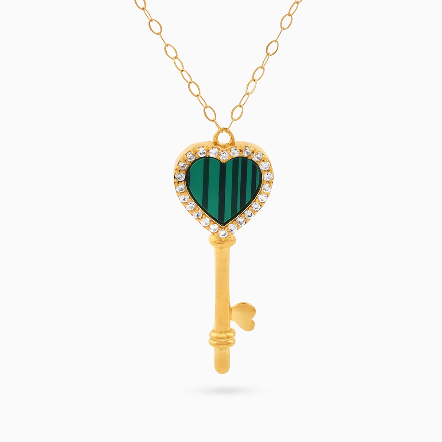 Key Green Stones Necklace in 18K Gold Key Green Stones Necklace in 18K Gold