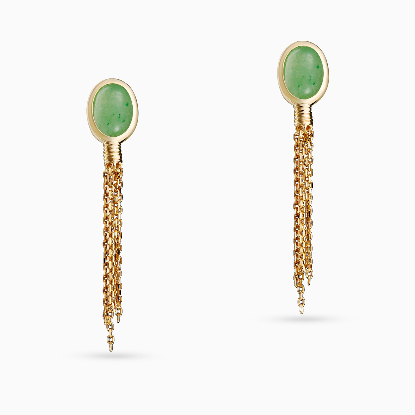 Circle Green Stones Gold Plated Drop Earrings Circle Green Stones Gold Plated Drop Earrings