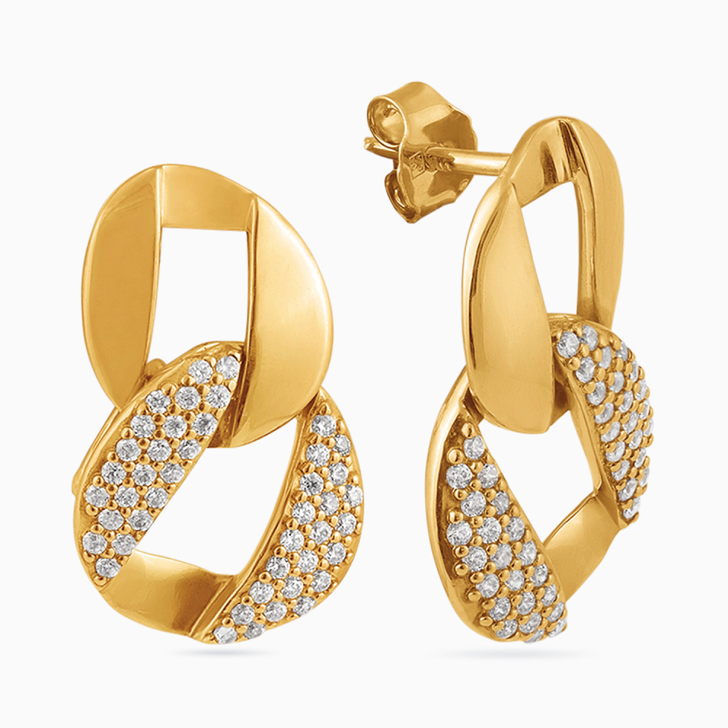 Gold Plated Cubic Zirconia Drop Earrings - 2