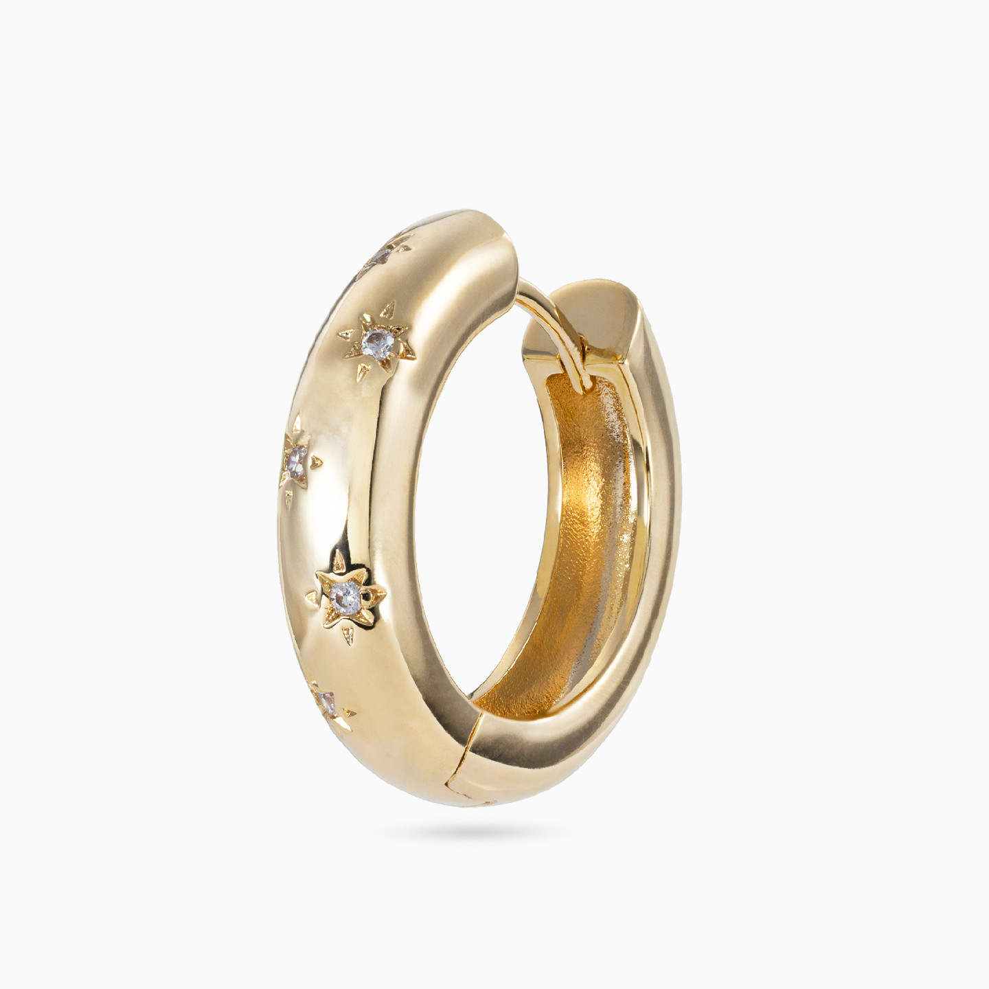 Broad Clear Stone Gold Plated Hoop Earrings - 3 Broad Clear Stone Gold Plated Hoop Earrings - 3