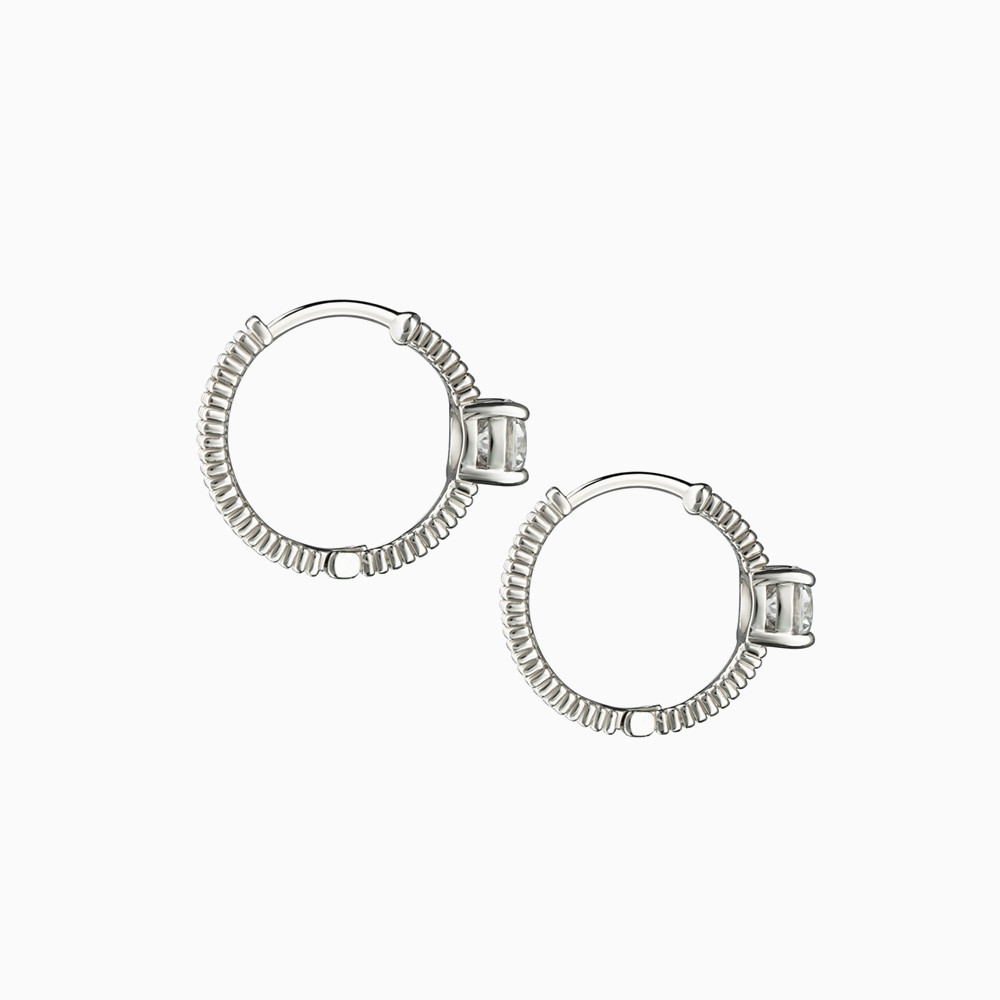 Circle Cubic Zirconia Sterling Silver Hoop Earrings - 3 Circle Cubic Zirconia Sterling Silver Hoop Earrings - 3