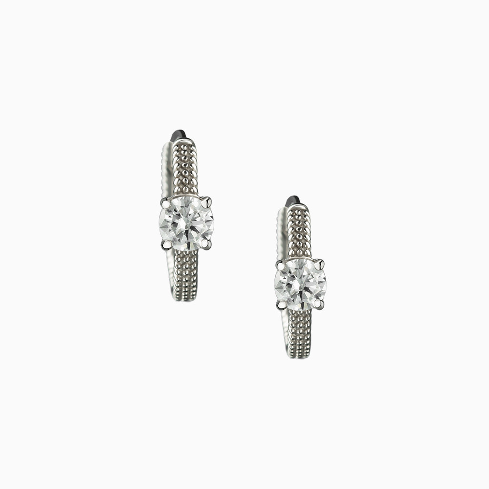 Circle Cubic Zirconia Sterling Silver Hoop Earrings Circle Cubic Zirconia Sterling Silver Hoop Earrings