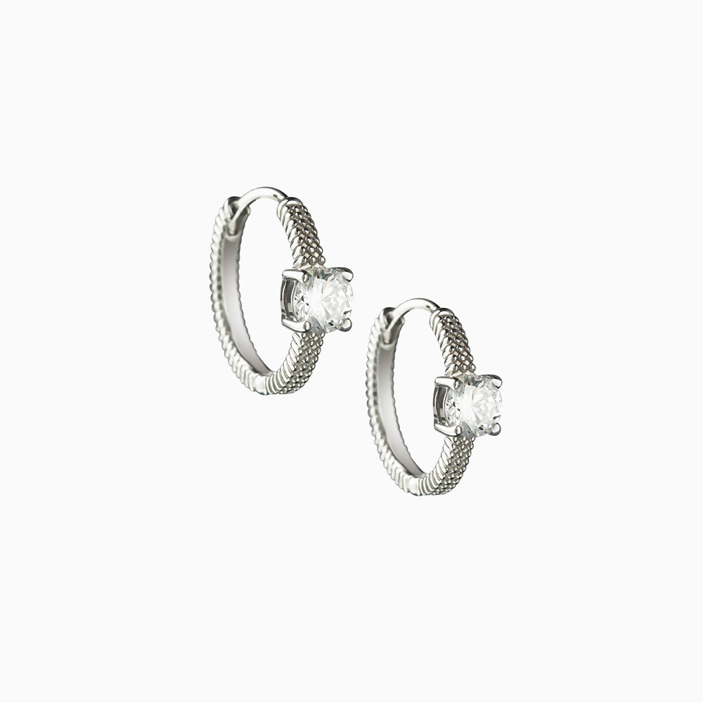 Circle Cubic Zirconia Sterling Silver Hoop Earrings - 2 Circle Cubic Zirconia Sterling Silver Hoop Earrings - 2