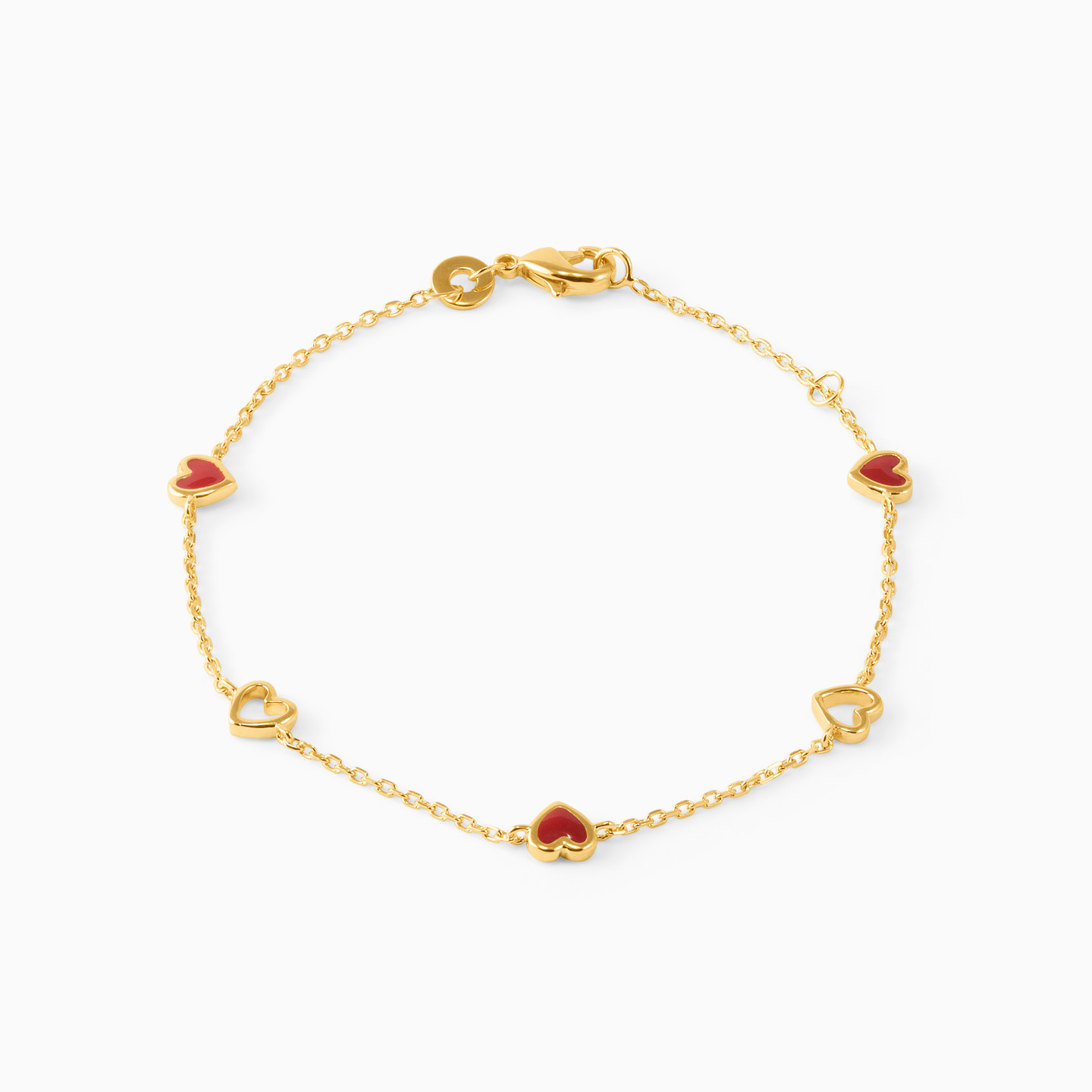 Heart Red Stone Gold Plated Chain Bracelet Heart Red Stone Gold Plated Chain Bracelet