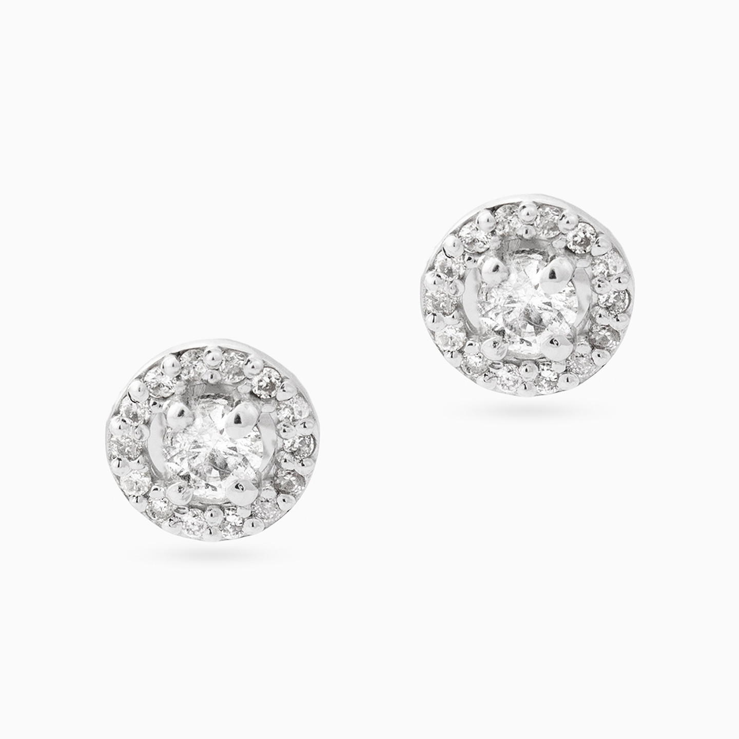Circle Clear Stone Stud Earrings in 18K Gold - 2 Circle Clear Stone Stud Earrings in 18K Gold - 2