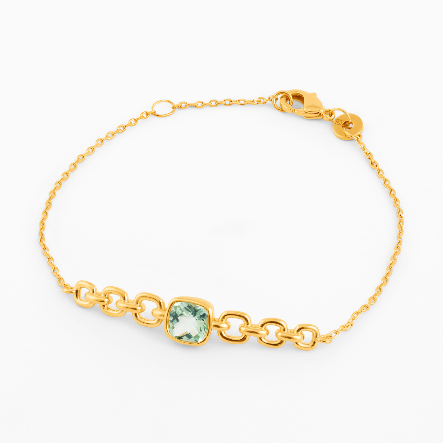 Gold Plated Colored Stones Chain Bracelet - 2