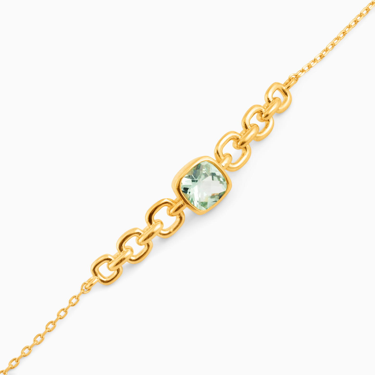 Gold Plated Colored Stones Chain Bracelet - 3