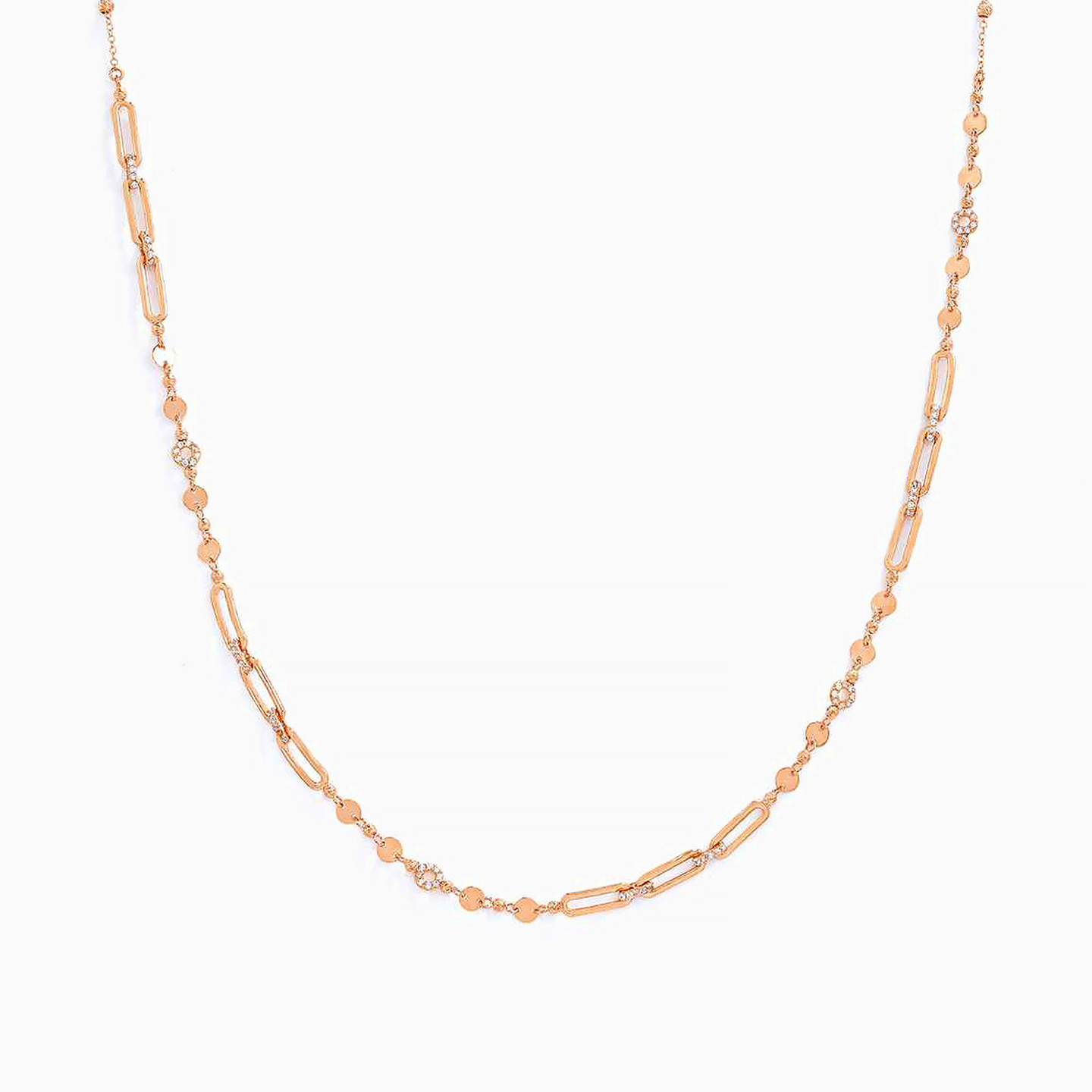 Links Cubic Zirconia Chain Necklace in 21K Gold - 3 Links Cubic Zirconia Chain Necklace in 21K Gold - 3