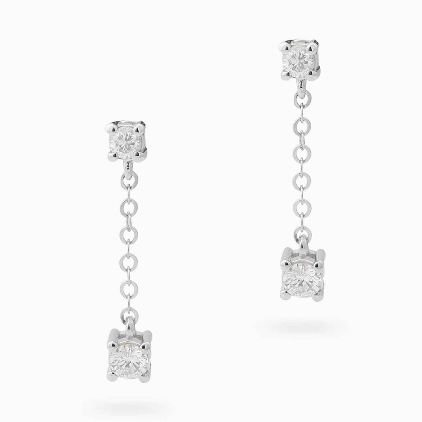 Circle Diamonds Drop Earrings in 18K Gold