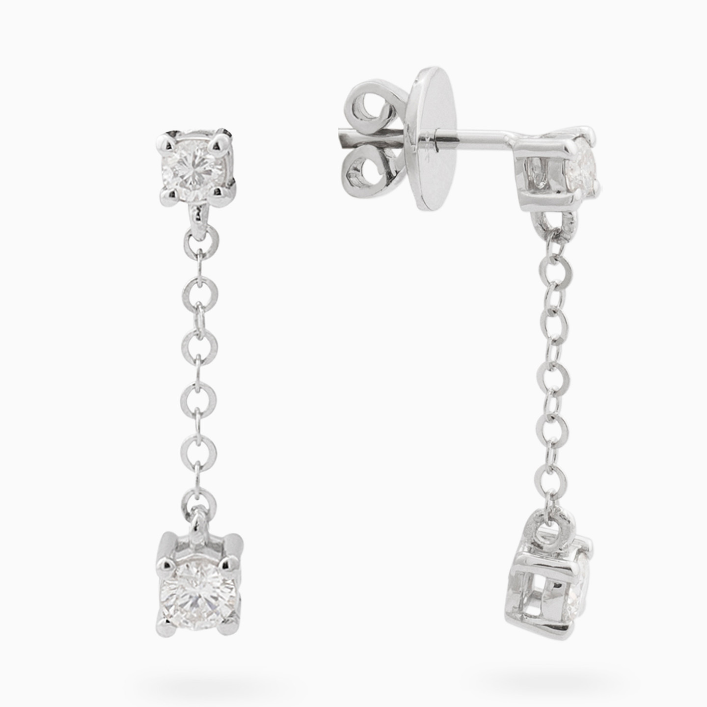 Circle Diamonds Drop Earrings in 18K Gold - 2 Circle Diamonds Drop Earrings in 18K Gold - 2